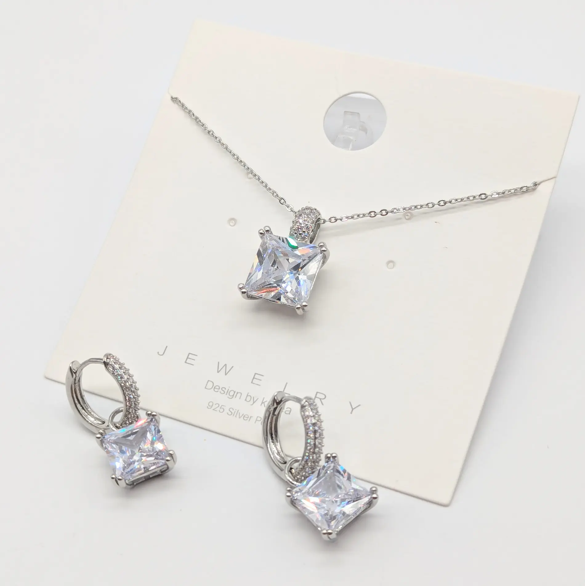 Набір “Кришталева Прима” срібло. 39+5 см. Штифт S925