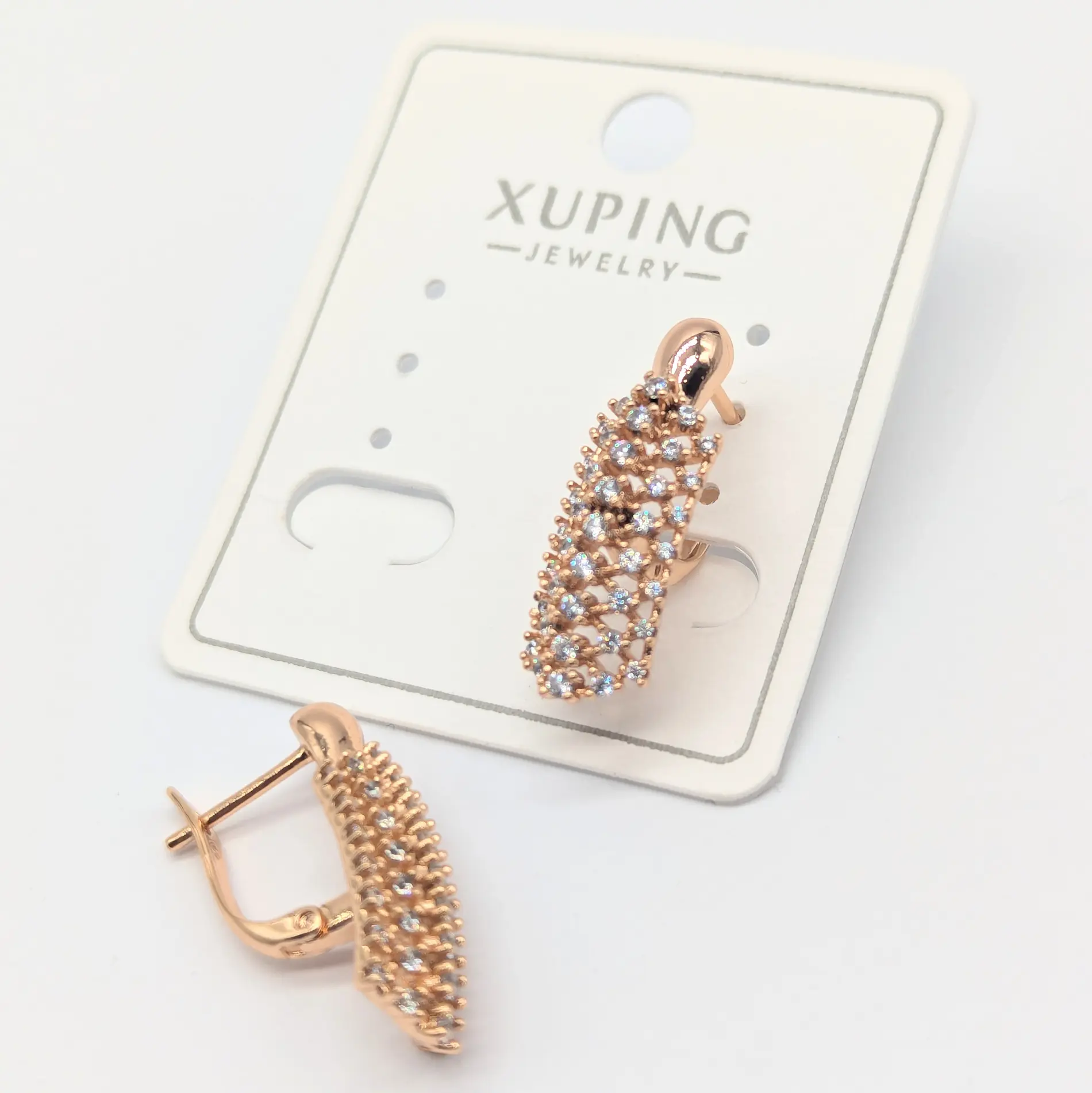 Сережки Xuping 18к “Натала” з цирконієм 2,3*0,8см