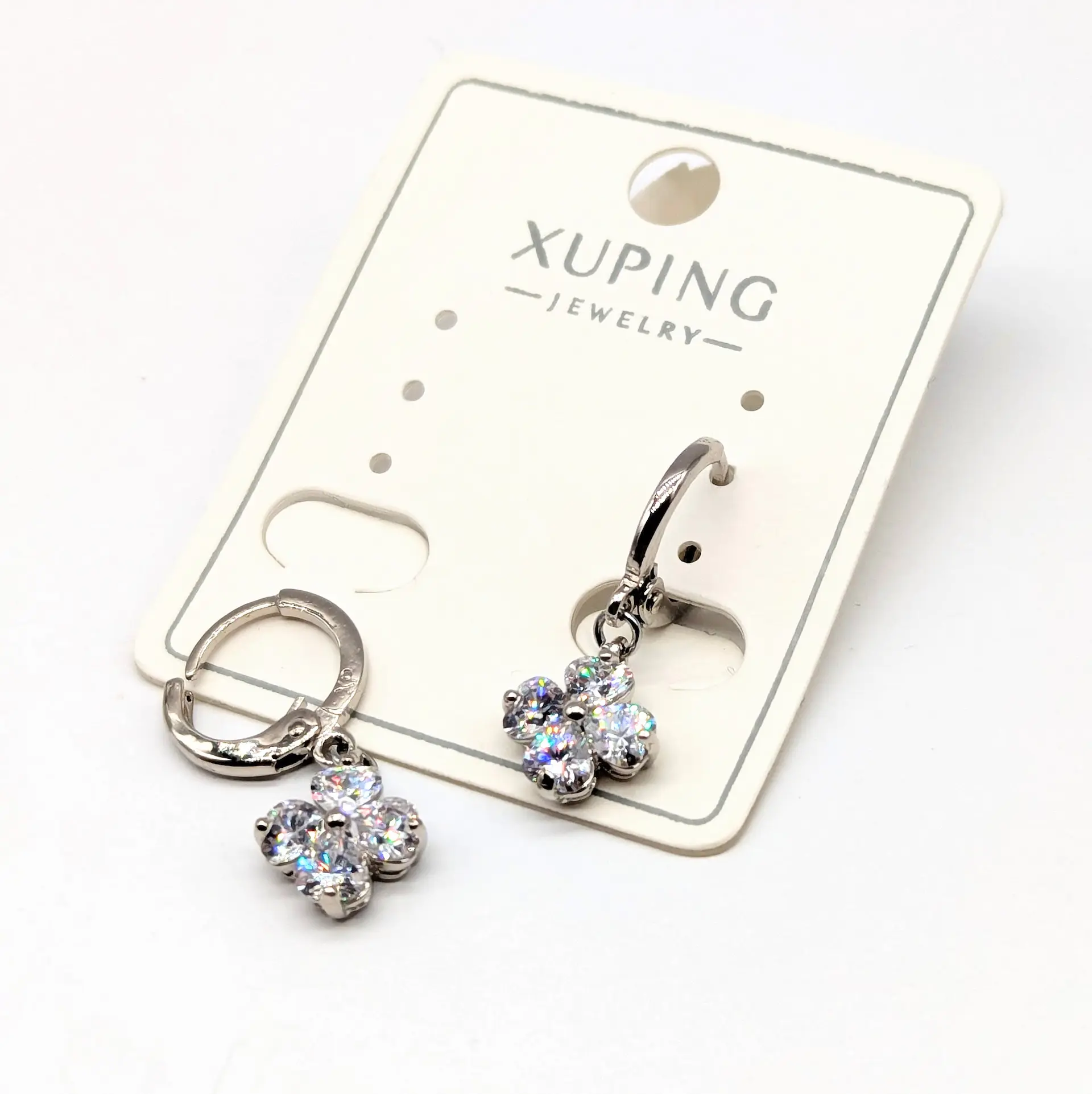 Сережки Xuping, срібні  “Флоренція” з цирконієм, 0.9*2.4 см