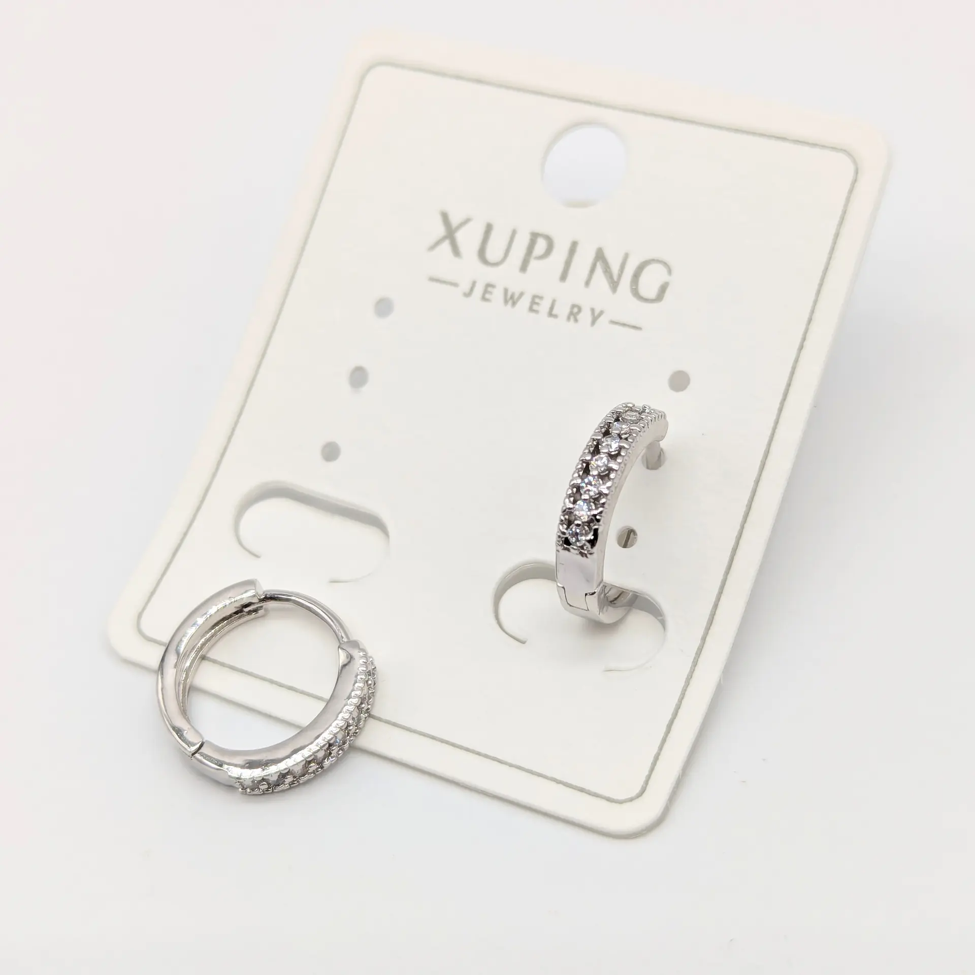 Сережки Xuping  “Сільверія” з цирконієм, 0.3*1.3 см