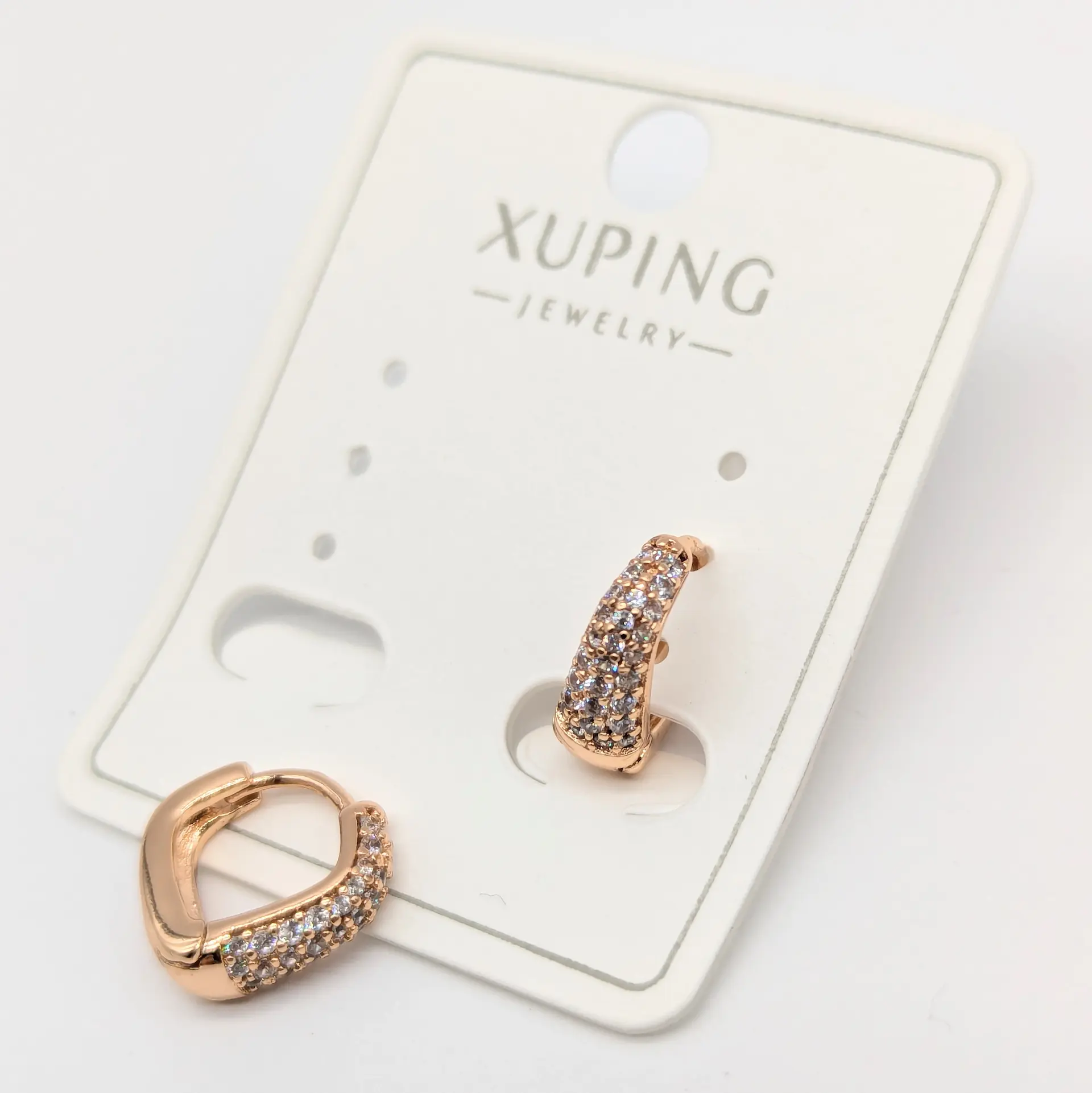 Сережки Xuping 18к «Карамельний блиск» з цирконієм,0.5*1.2 см