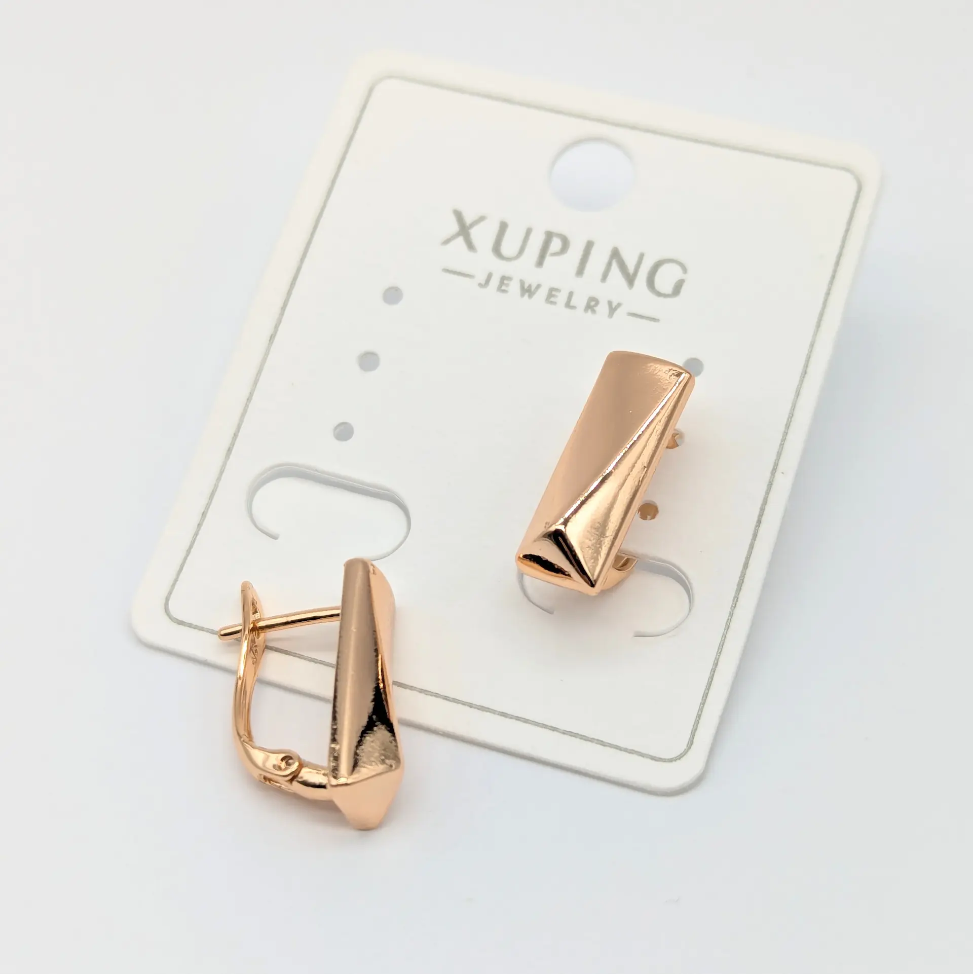 Сережки Xuping 18к «Геометрія стилю», 0.6*1.6 см