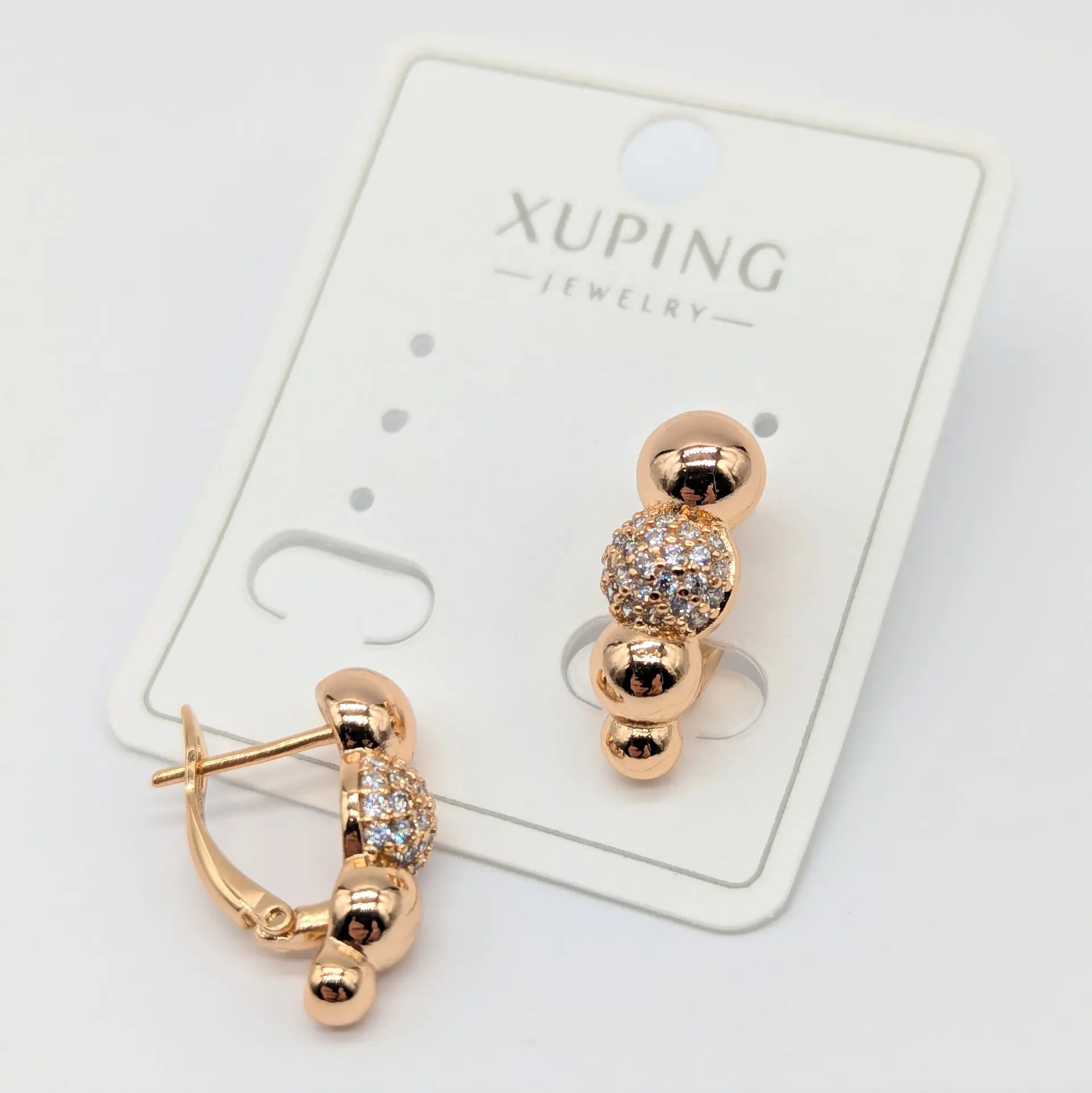 Сережки Xuping 18к «Золоті сфери», 0.7*1.8 см