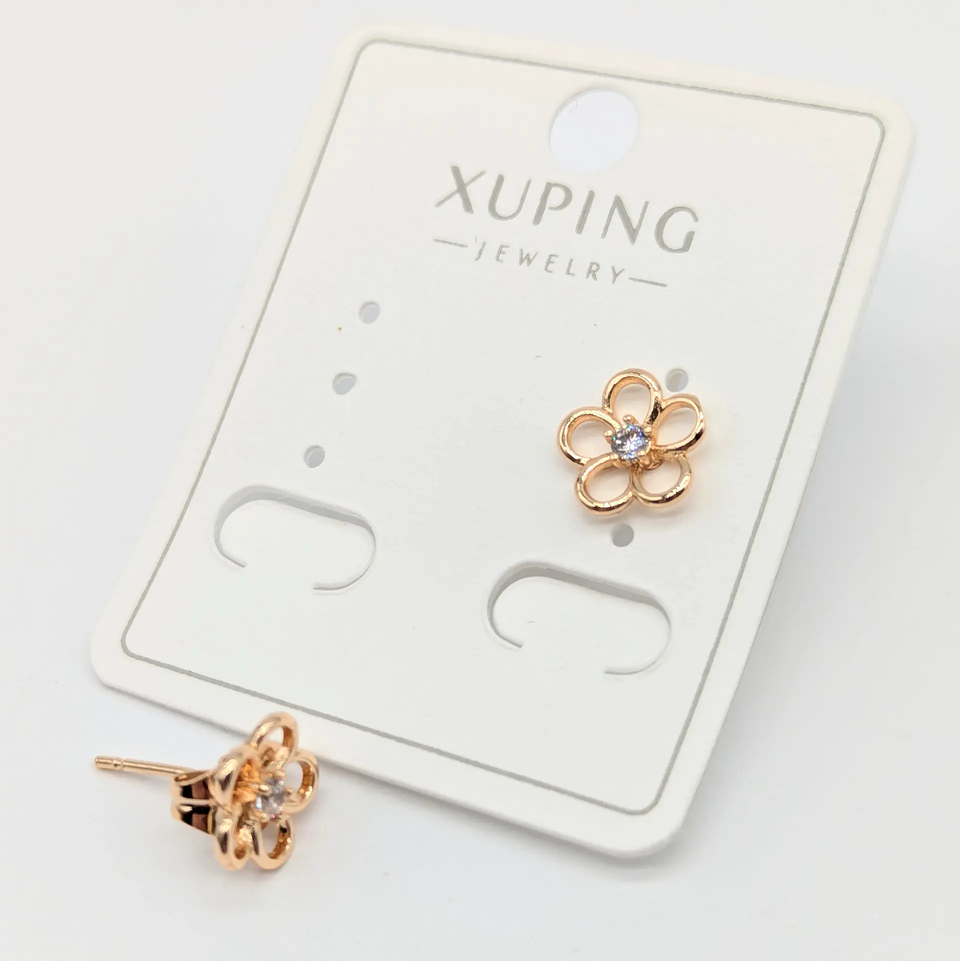 Сережки Xuping 18к «Золота квітка» з цирконієм,  діам. 0.9 см