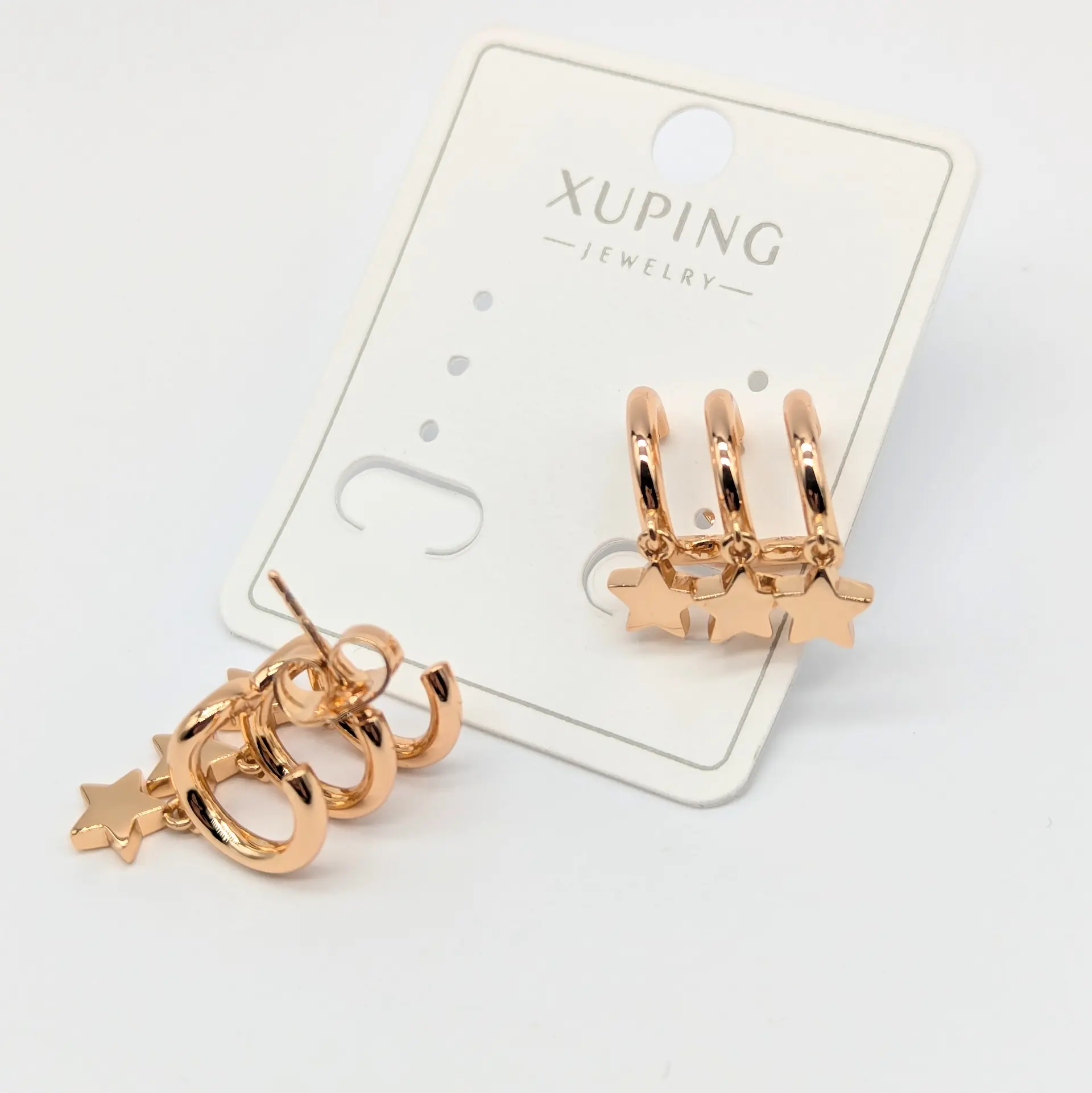 Сережки Xuping 18к «Три зірки», 1.9*1.8 см