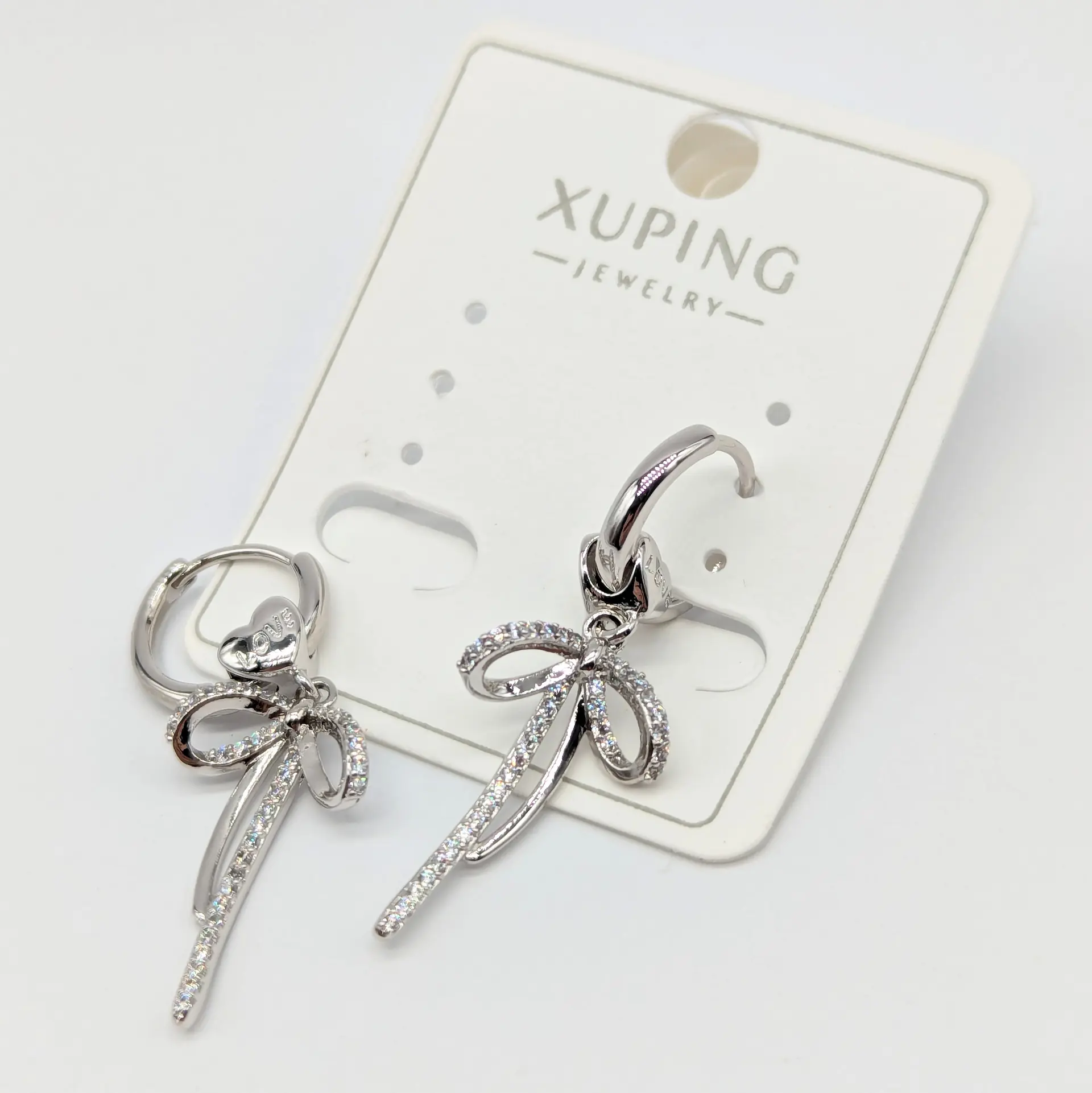 Сережки Xuping «Срібний бант», 1.3*3.4 см