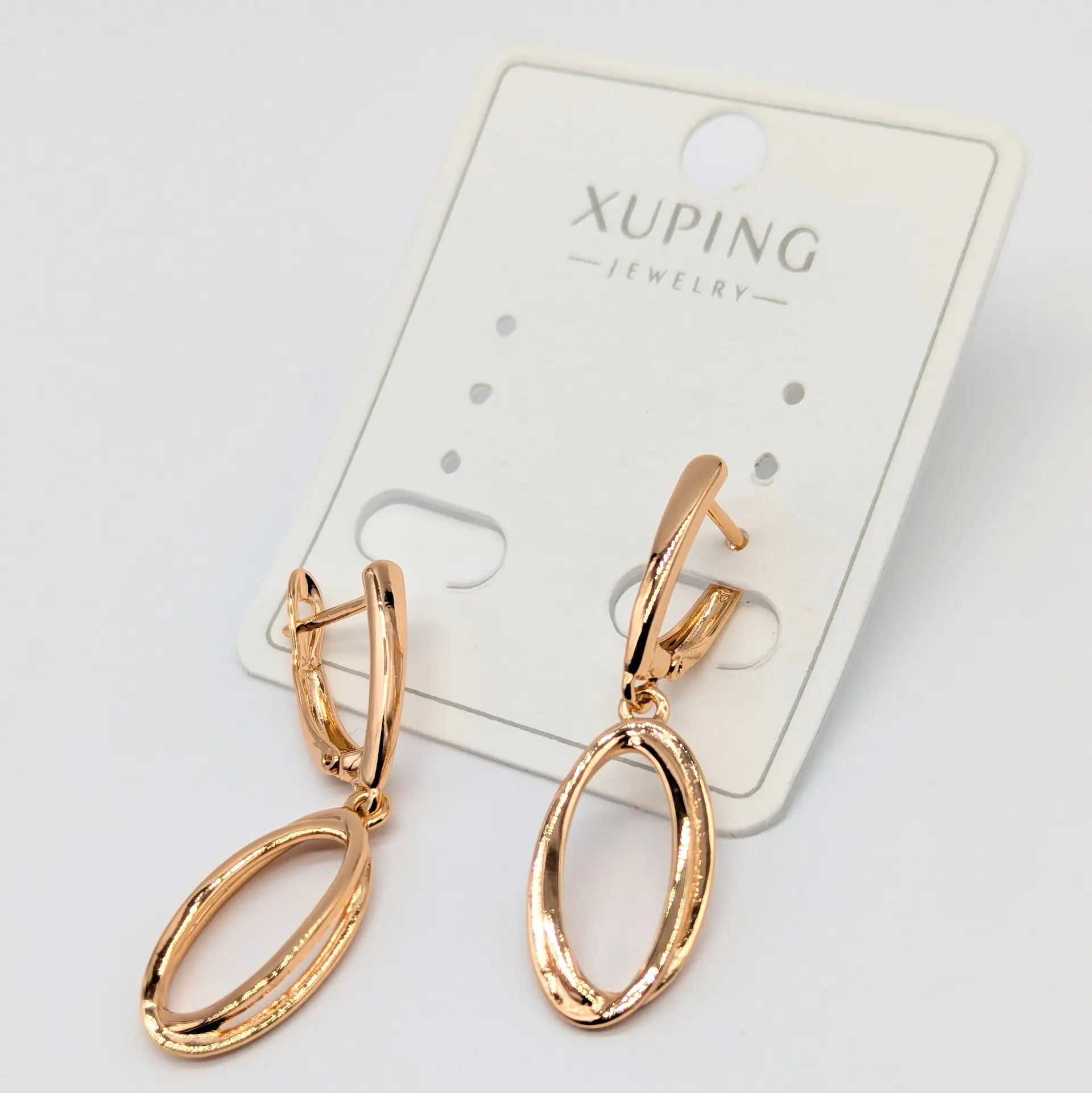 Сережки Xuping 18к «Золотий овал», 1*3.2 см