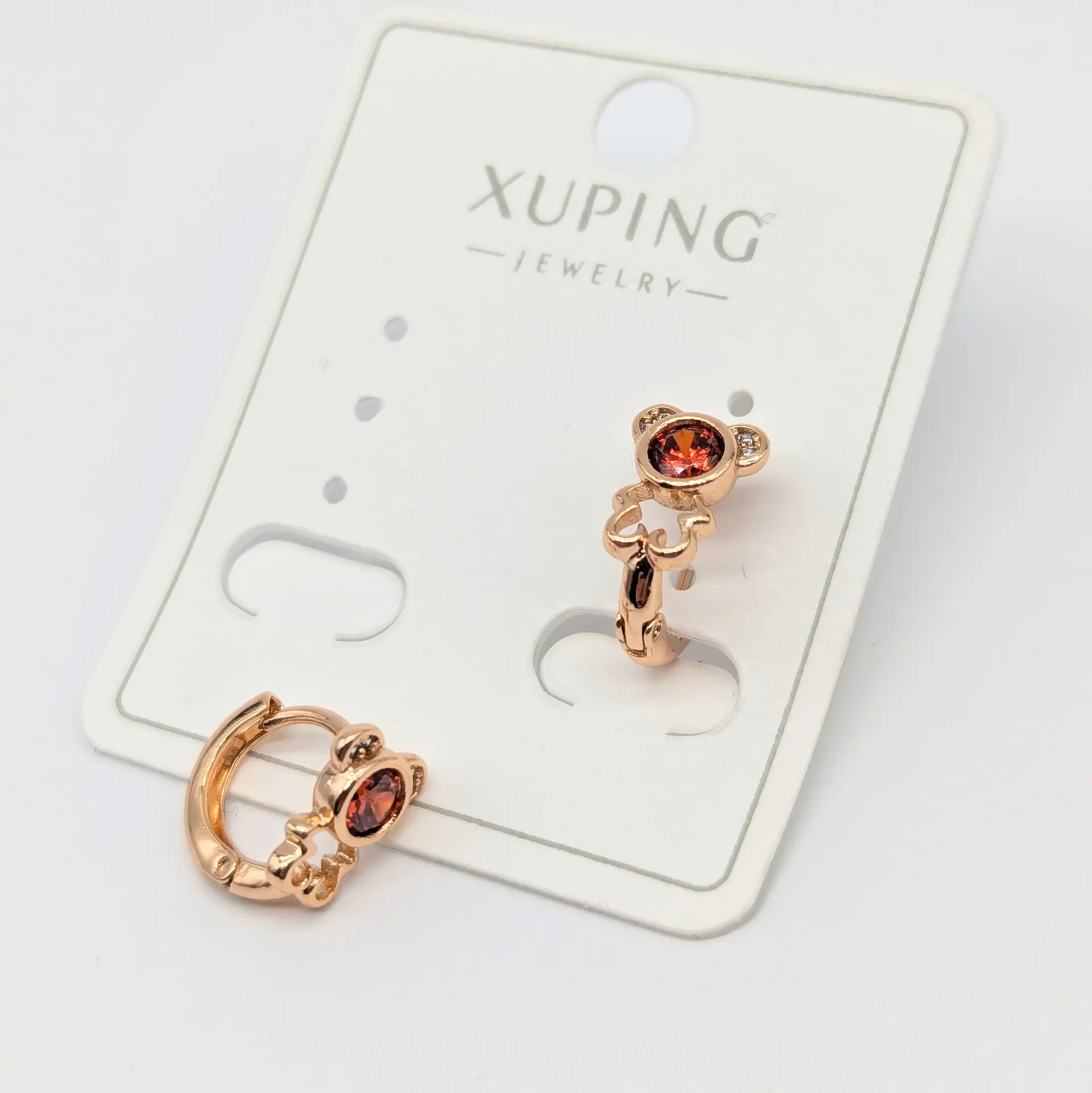 Сережки Xuping 18к «Вогняний ведмедик», 0.7*1.1 см
