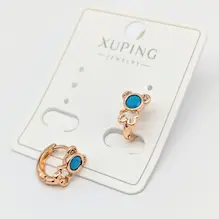 Сережки Xuping 18к «Бірюзовий ведмедик», 0.7*1.1 см