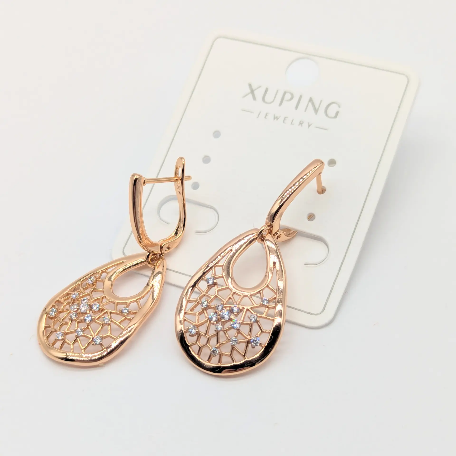 Сережки Xuping 18к «Мереживна Крапля», 1.6*3.9 см