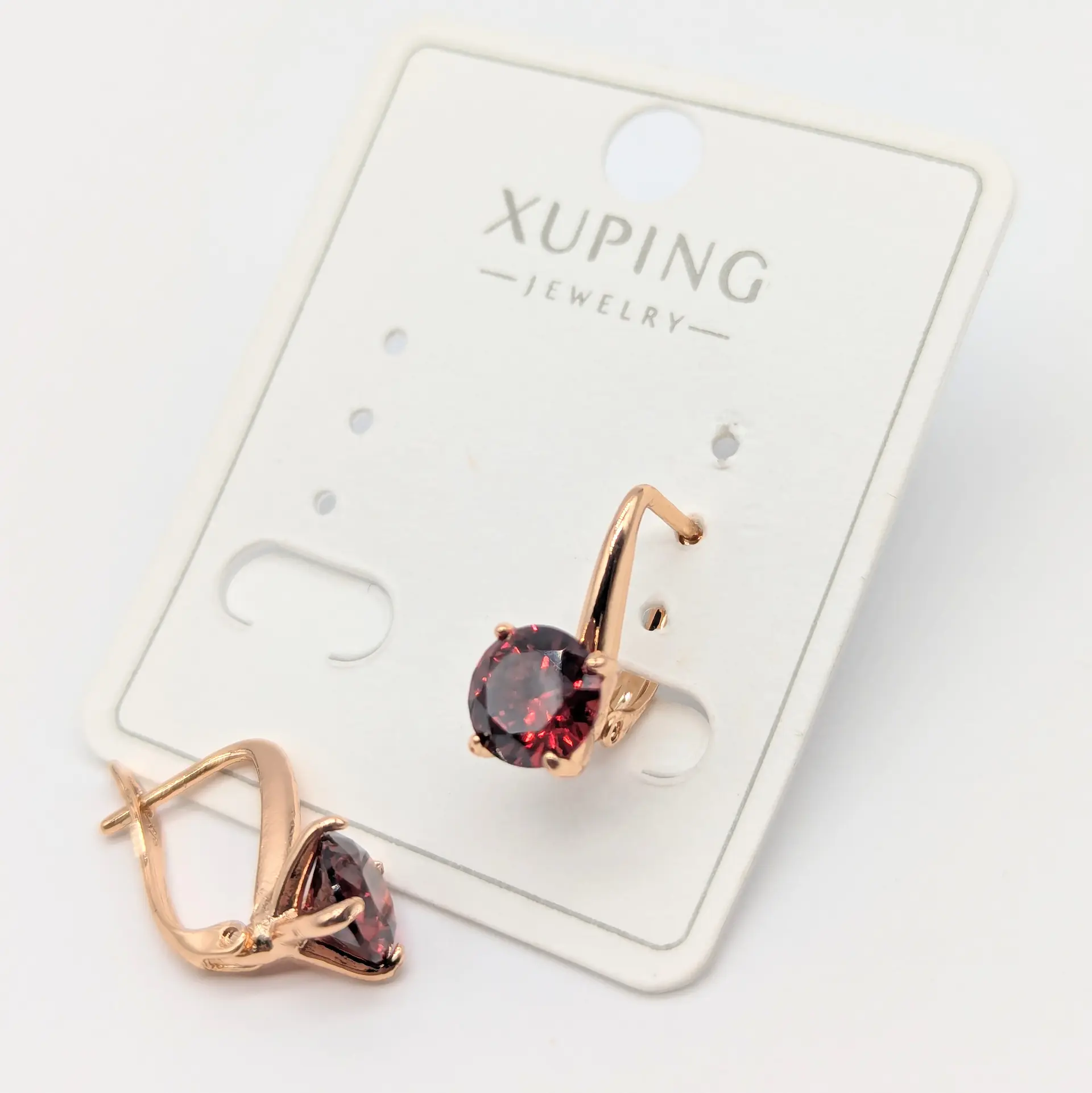 Сережки Xuping 18к «Рубіновий Акцент», 0.7*1.6 см