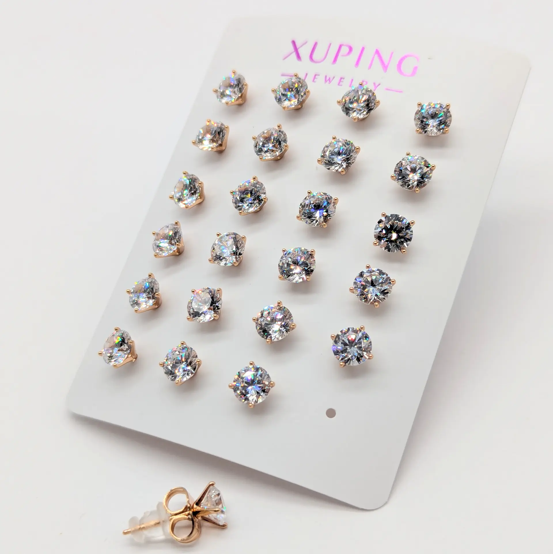 Сережки Xuping 18к «Діамантовий Блиск», діам. 0.6 см, ціна за 12 пар