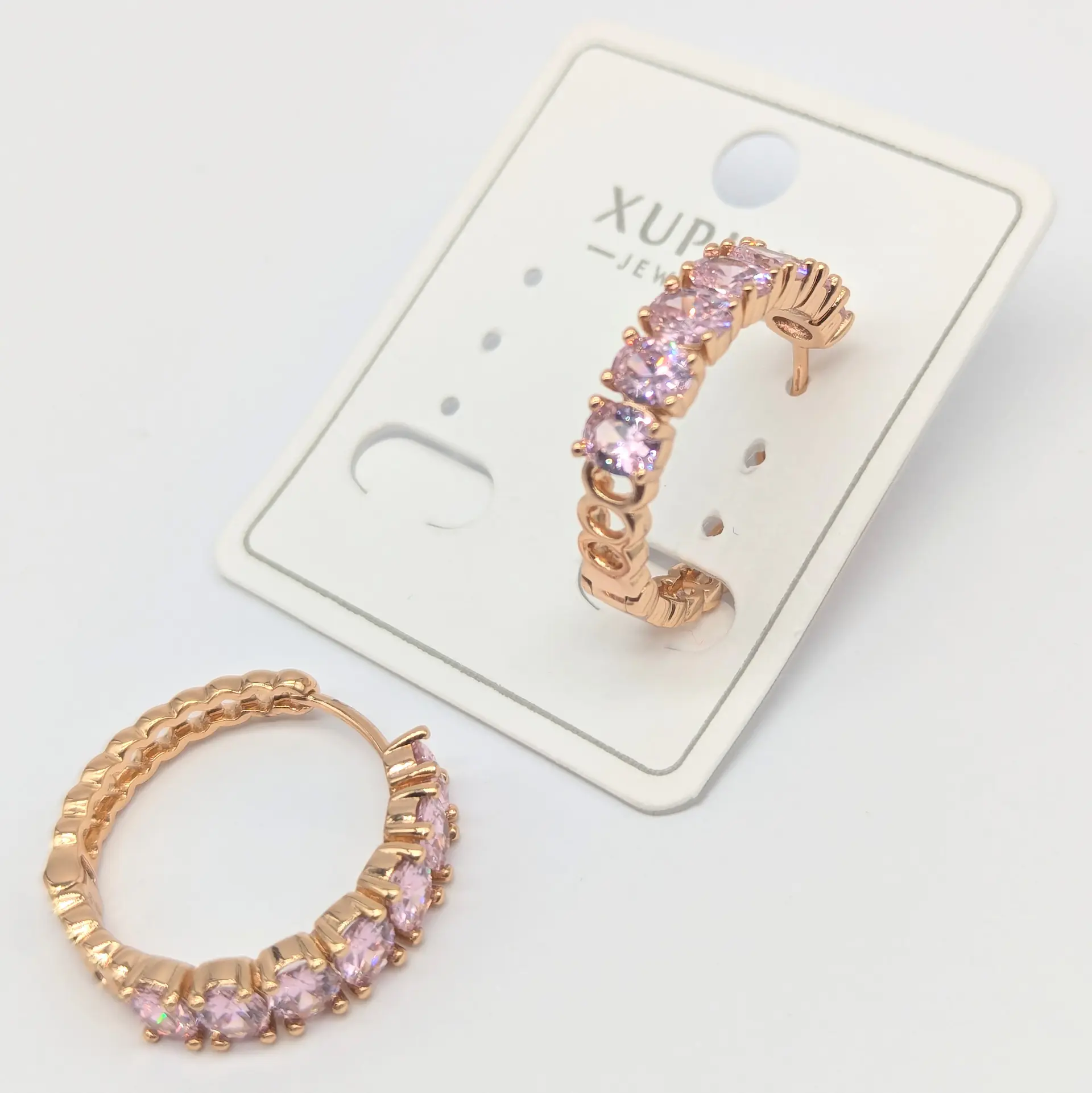 Сережки Xuping 18к «Рожева Гармонія», 0.5*2.3 см