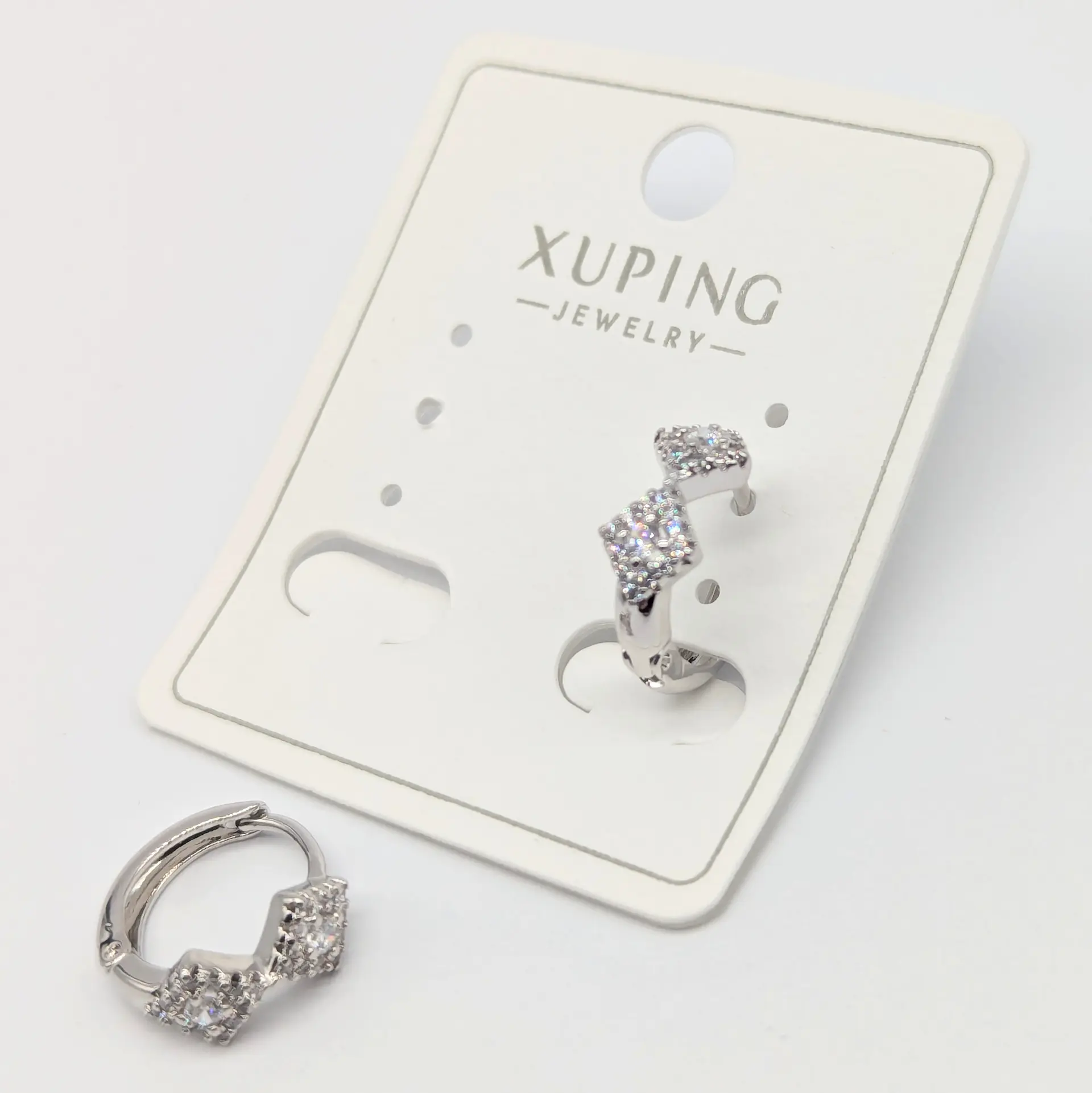 Сережки Xuping «Срібний Дует», 0.6*1.3 см