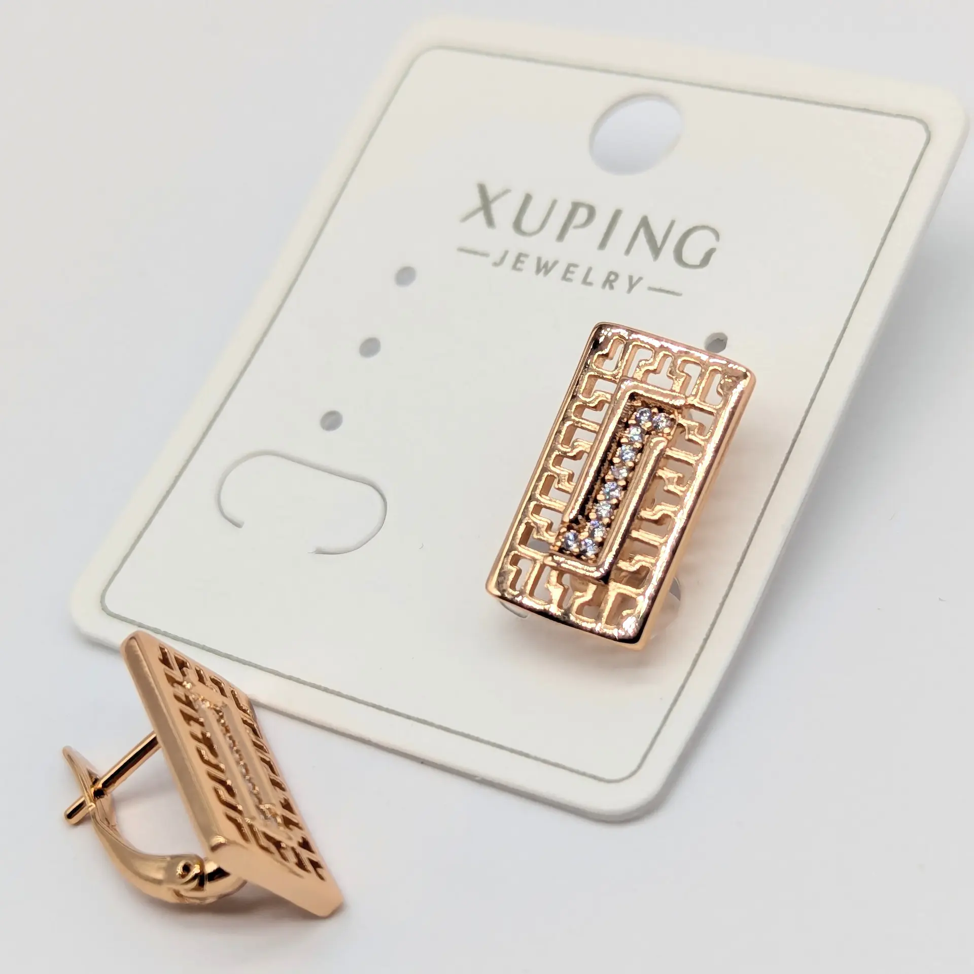 Сережки Xuping 18к «Золота Мозаїка», 1*1.6 см