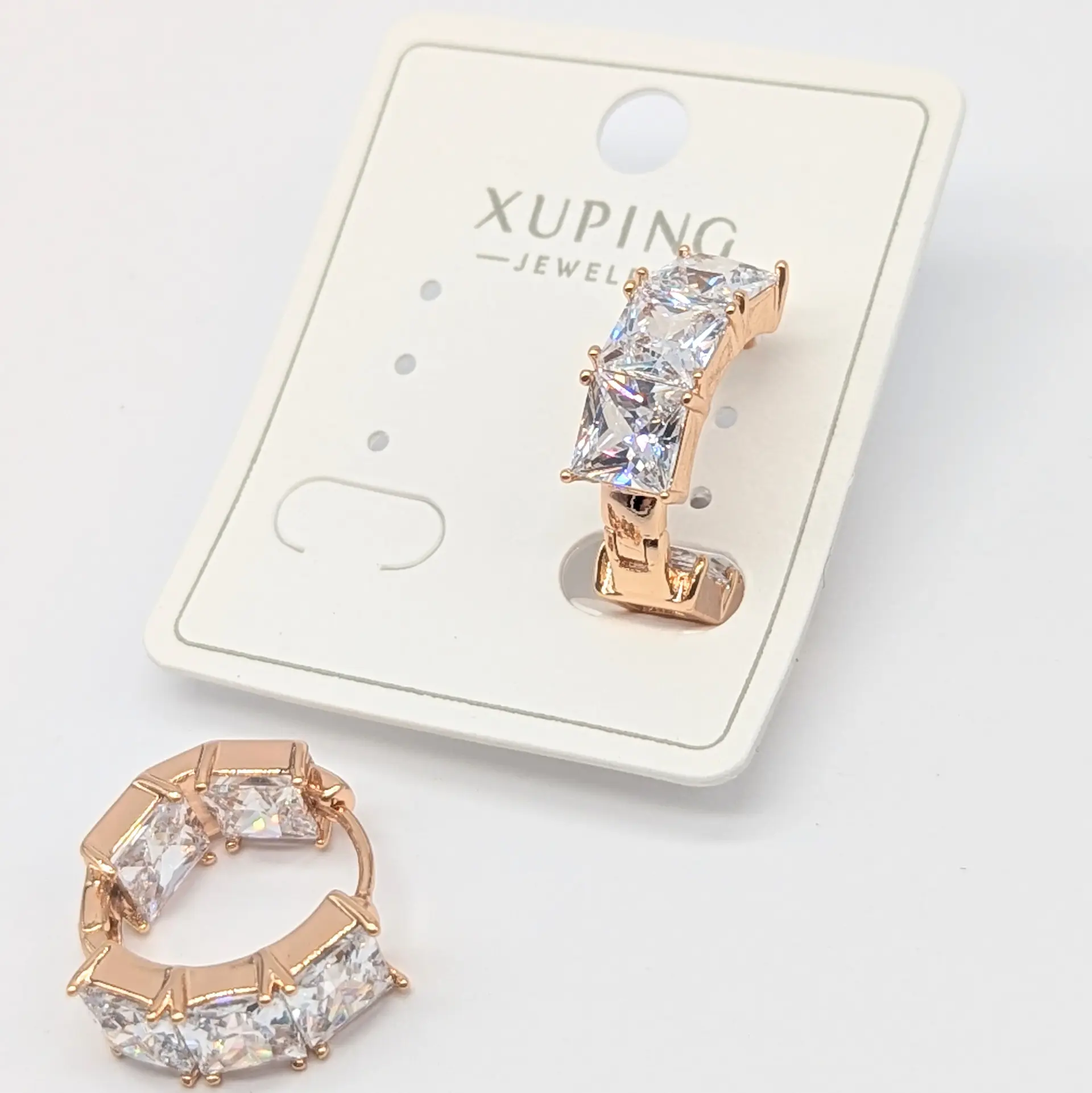 Сережки Xuping 18к «Кристальна Дуга Люкс», 0.7*1.8 см