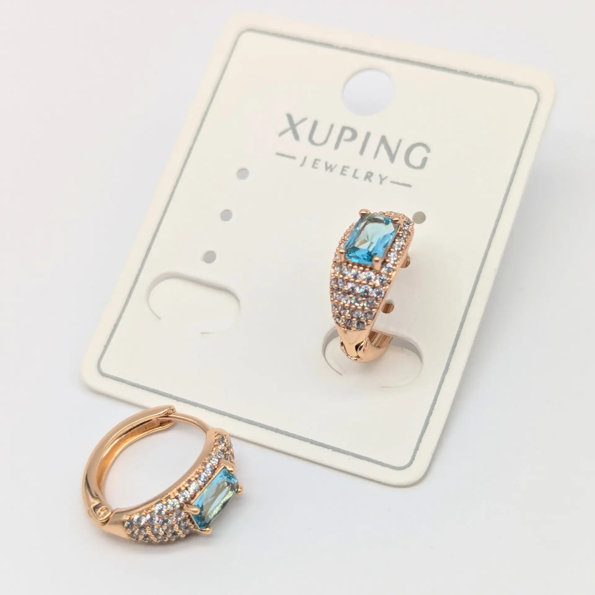 Сережки Xuping 18к «Блакитна Лагуна», 0.6*1.5 см