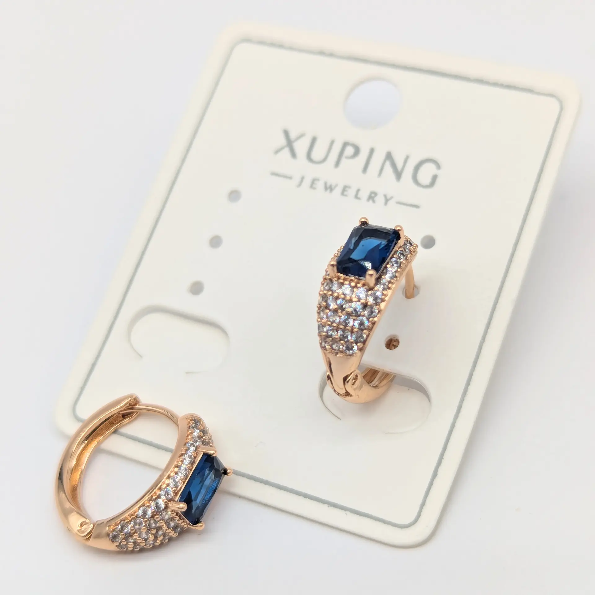 Сережки Xuping 18к «Сапфірова Велич», 0.6*1.5 см