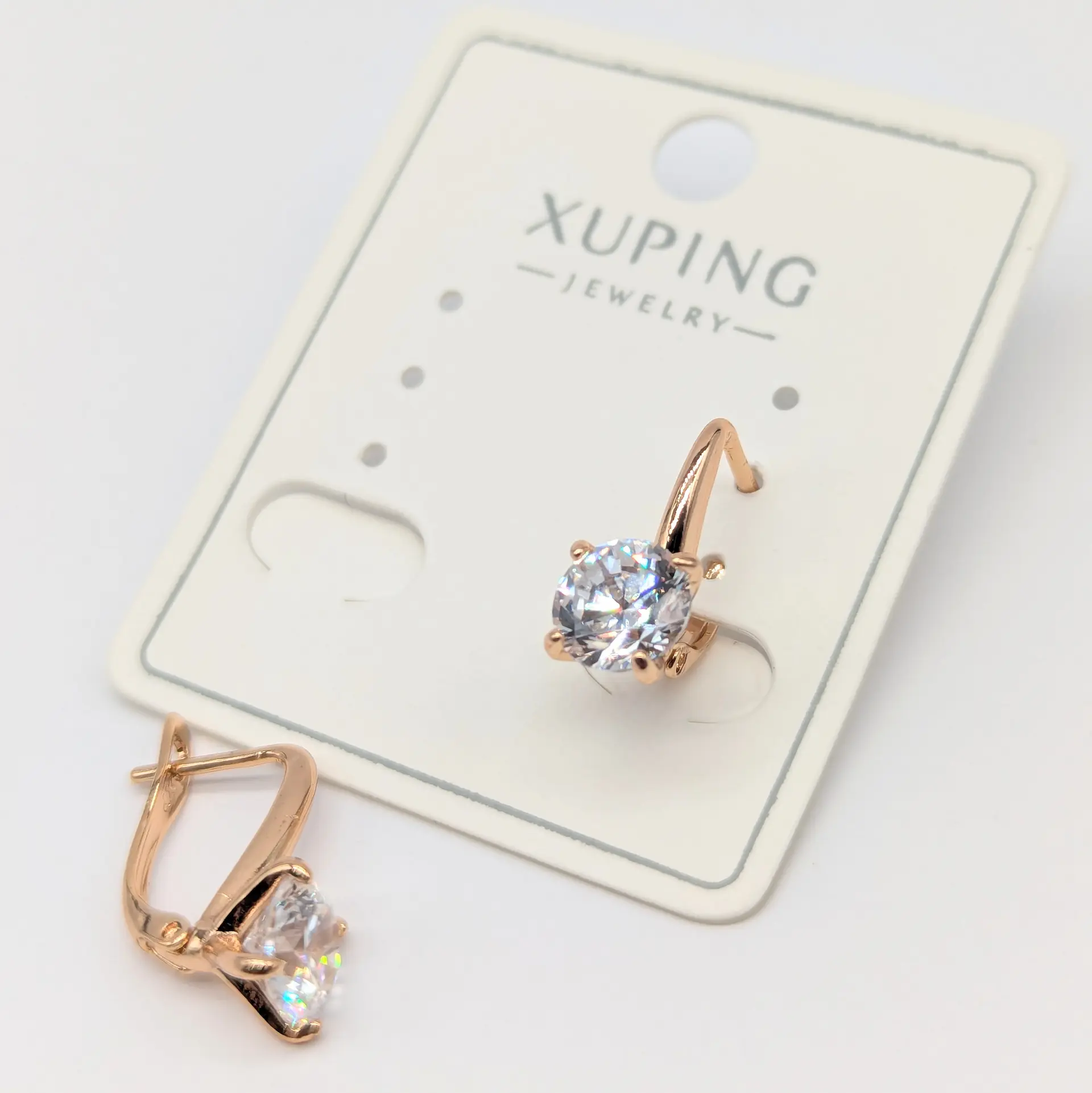 Сережки Xuping 18к «Кришталеве Сяйво», 0.7*1.6 см