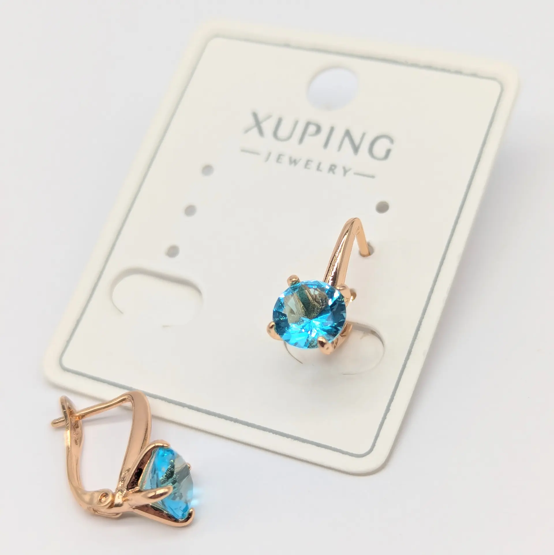 Сережки Xuping 18к «Блакитна Лагуна», 0.7*1.6 см