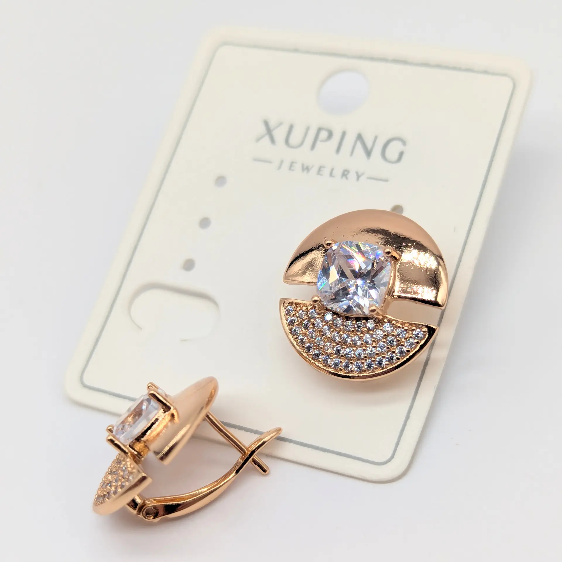 Сережки Xuping 18к «Сонячне Сяйво Півмісяця», 1.6*1.6 см