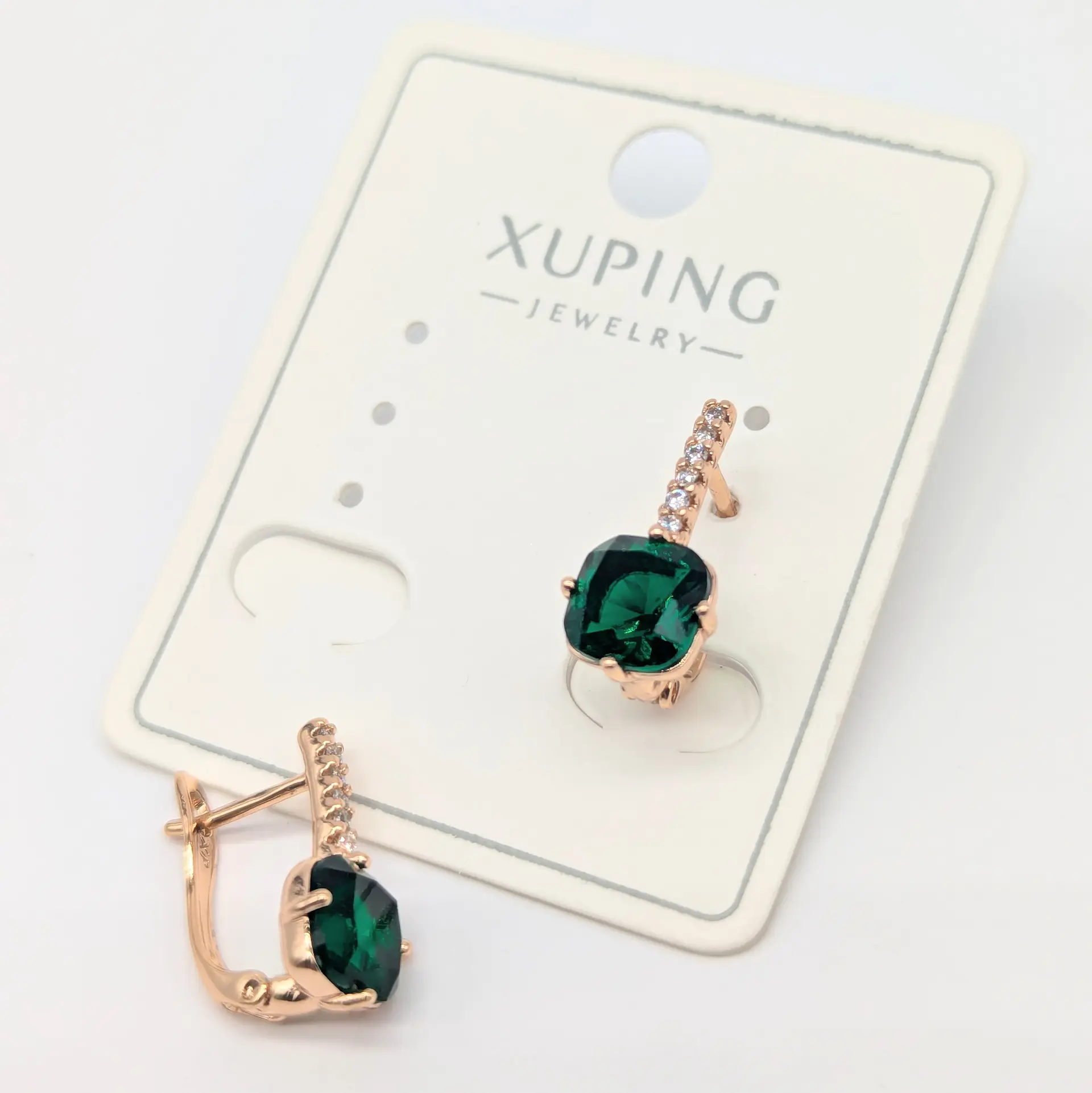 Сережки Xuping 18к «Смарагдова Глибина», 0.8*1.6 см
