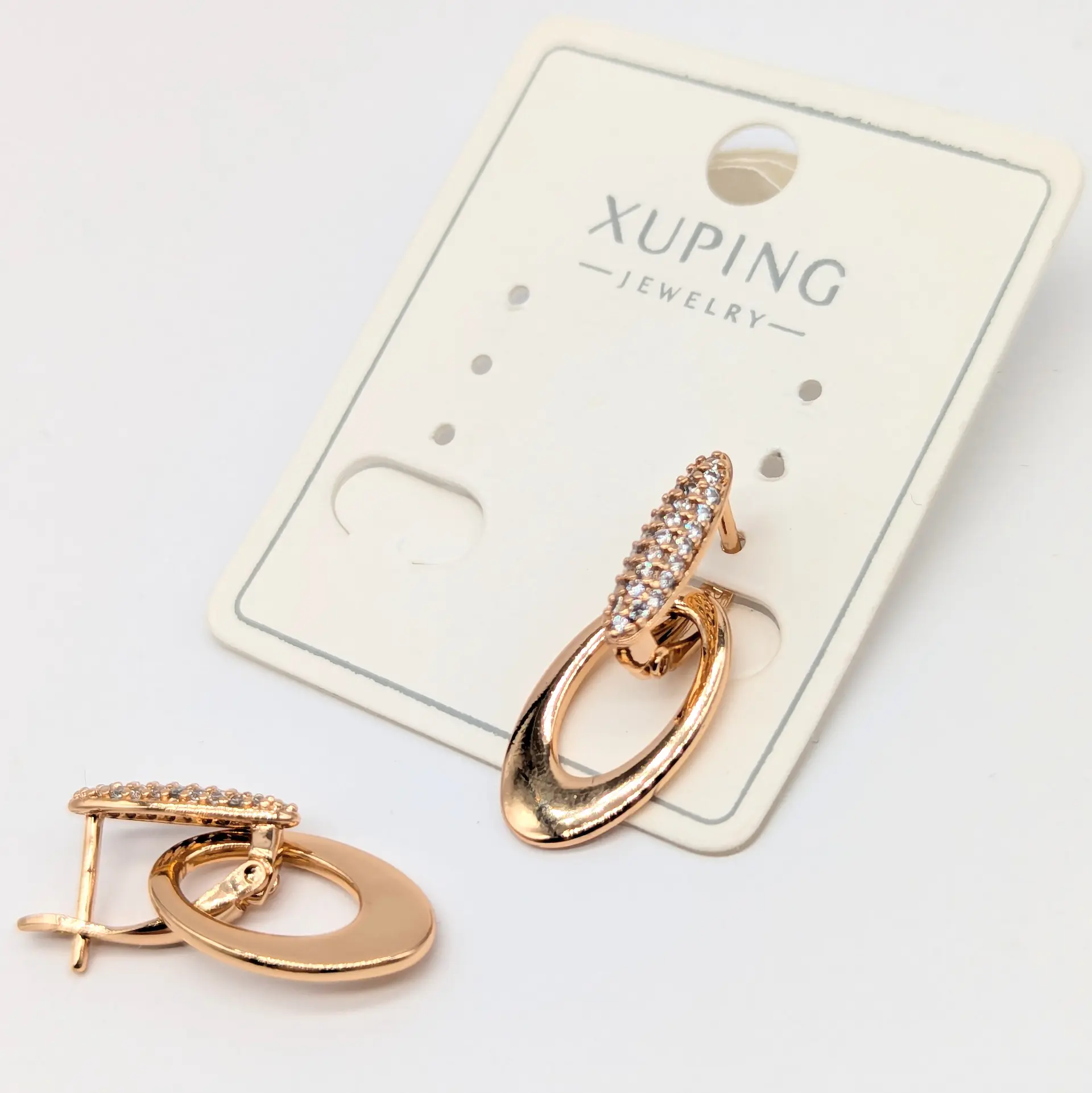 Сережки Xuping 18к «Сяйво Овалу», 1*2.5 см
