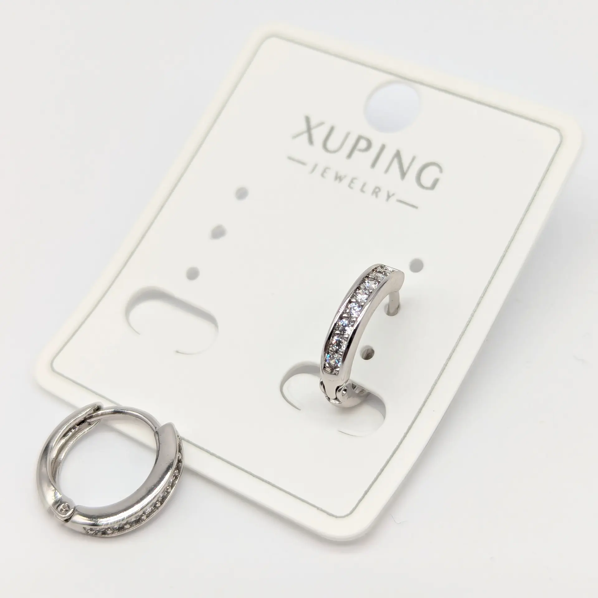 Сережки Xuping  срібні «Крижане Коло», 0.2*1.2 см