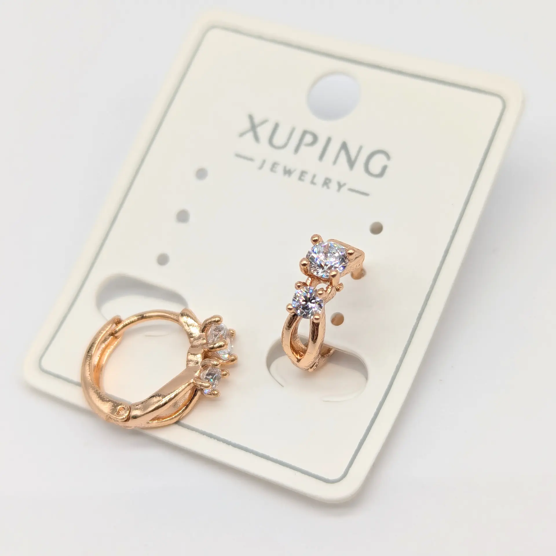 Сережки Xuping 18к «Подвійне Сяйво», 0.4*1.3 см