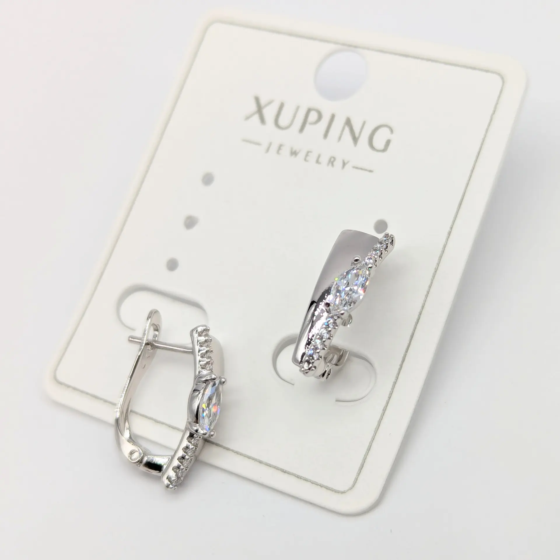 Сережки Xuping срібні «Крижане Сяйво», 0.5*1.6 см