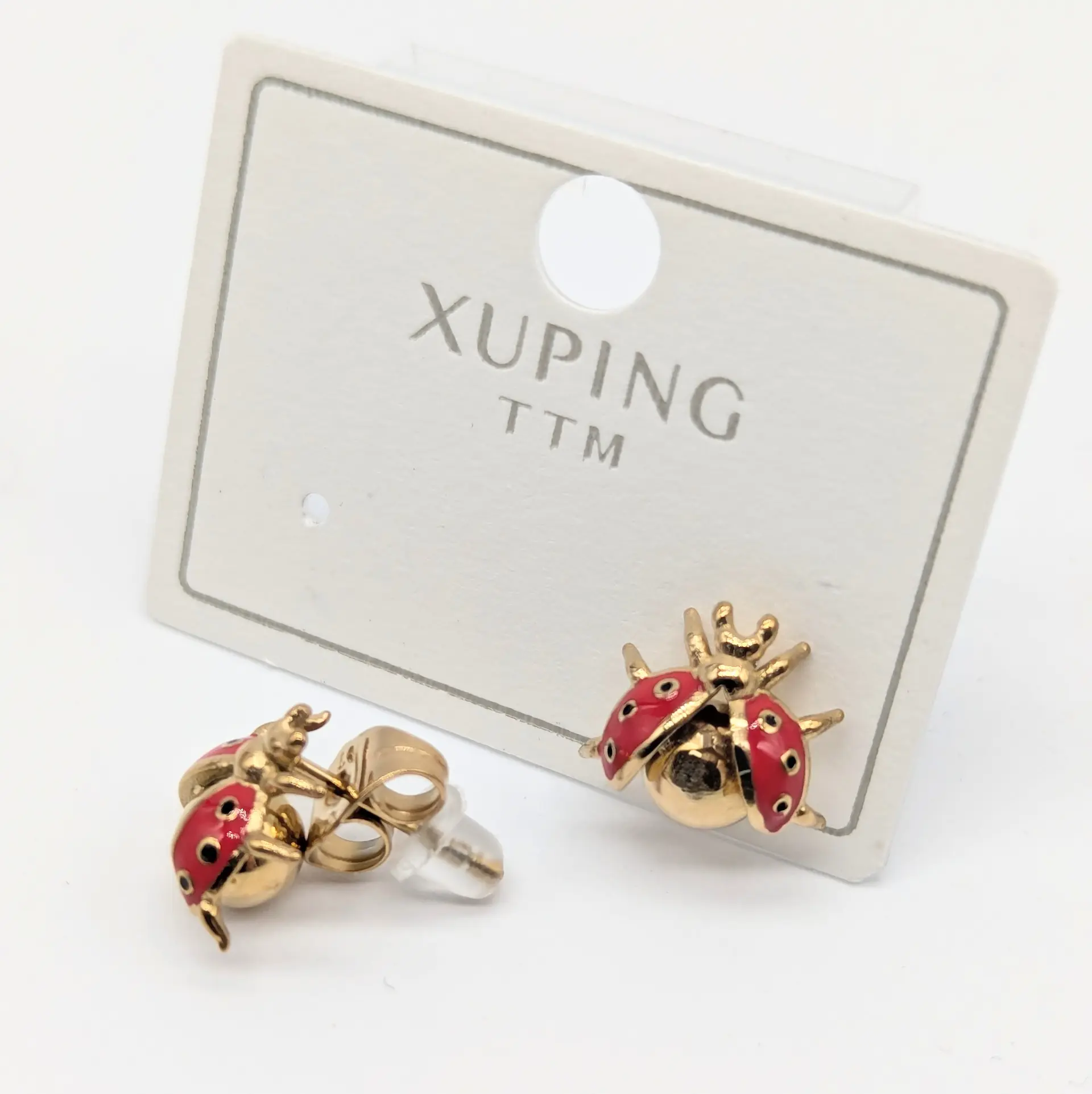 Сережки Xuping 18к «Золота Божа Корівка», 1.1*1 см