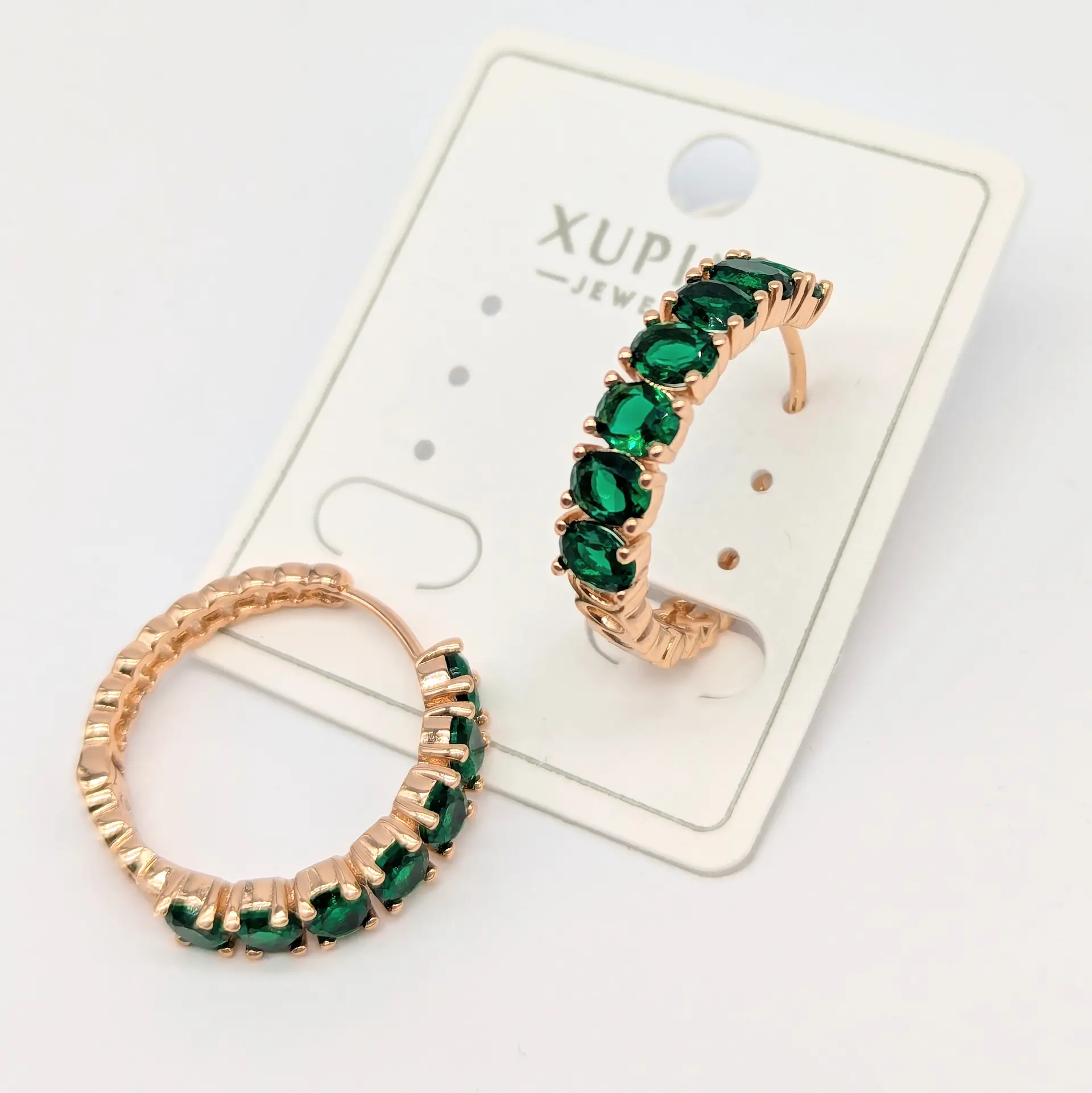 Сережки Xuping 18к «Смарагдова Дуга», 0.5*2.3 см