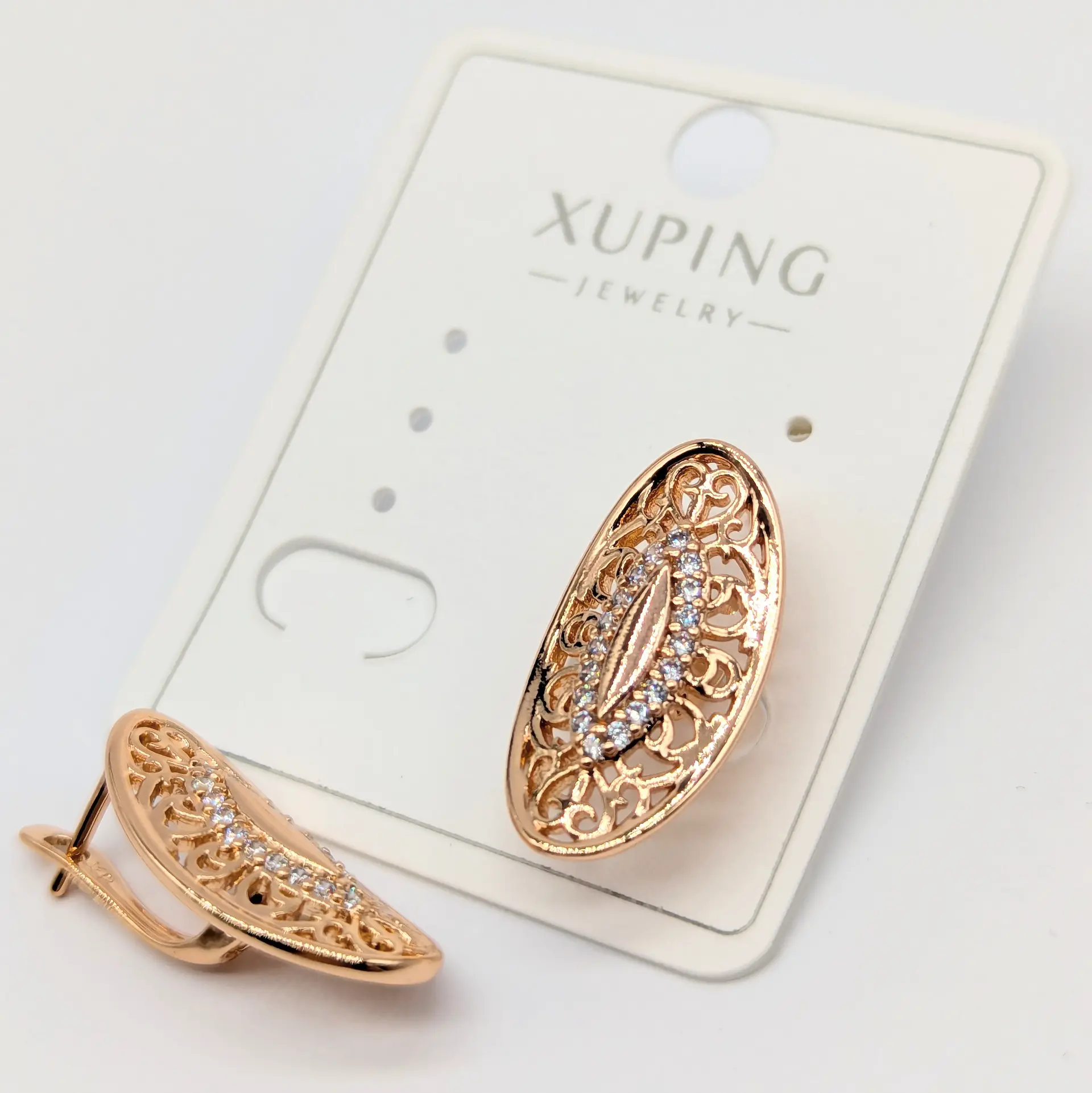 Сережки Xuping 18к «Золота Арабеска», 1.1*2.2 см