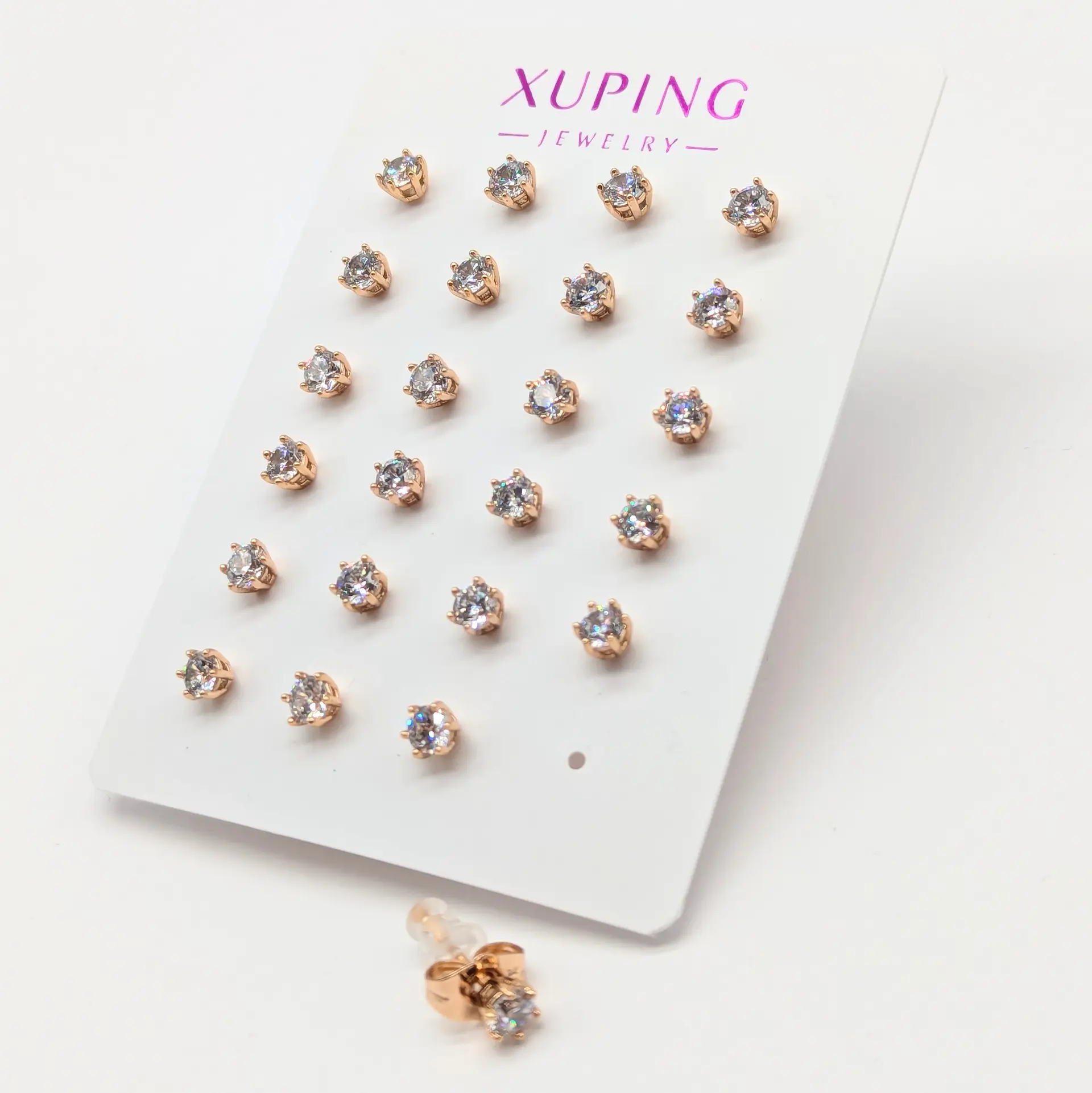 Сережки Xuping 18к «Золоте Сяйво», діаметр 0.5 см, ціна за 12 пар