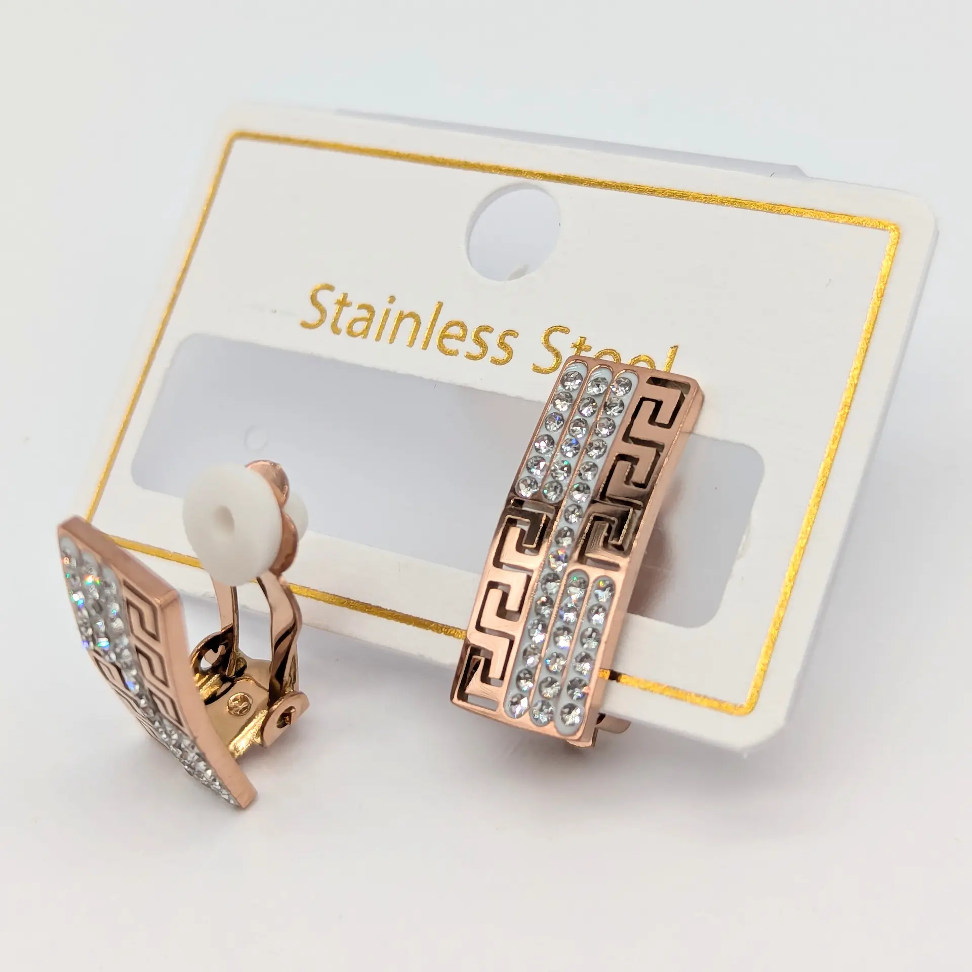 Серьги Stainless Steel РЗ «Двойной Меандр», 0.8*2 см