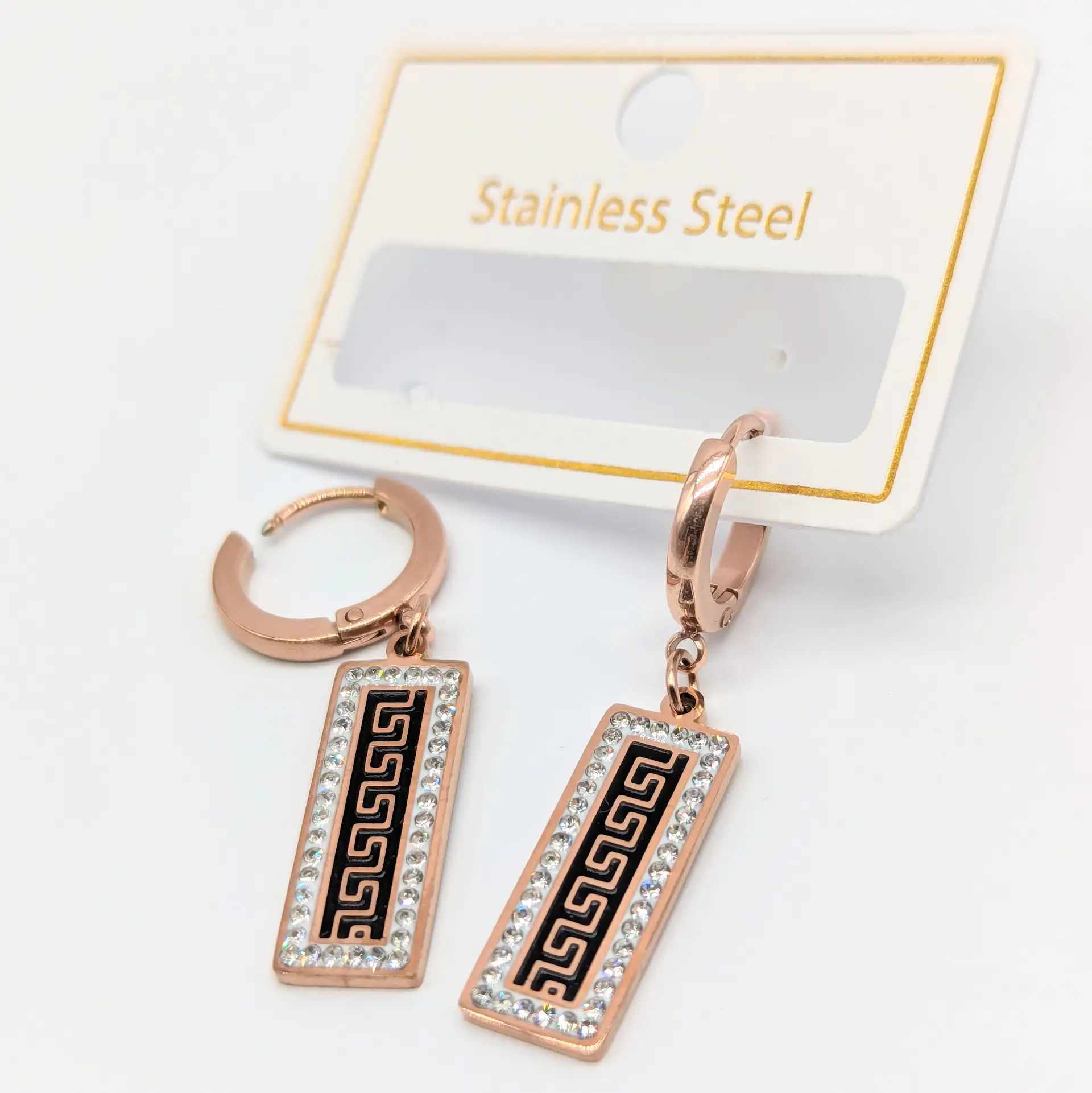 Серьги Stainless Steel РЗ «Меандровый Дуэт», 0.8*3.7 см