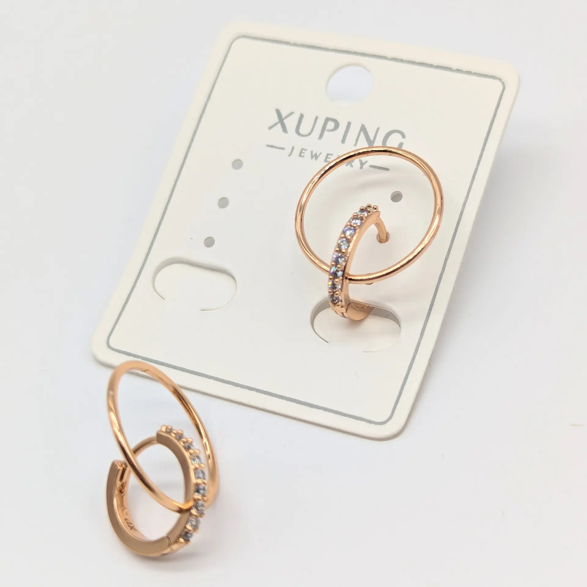 Сережки Xuping 18к «Подвійна Гармонія», 1.7*2 см