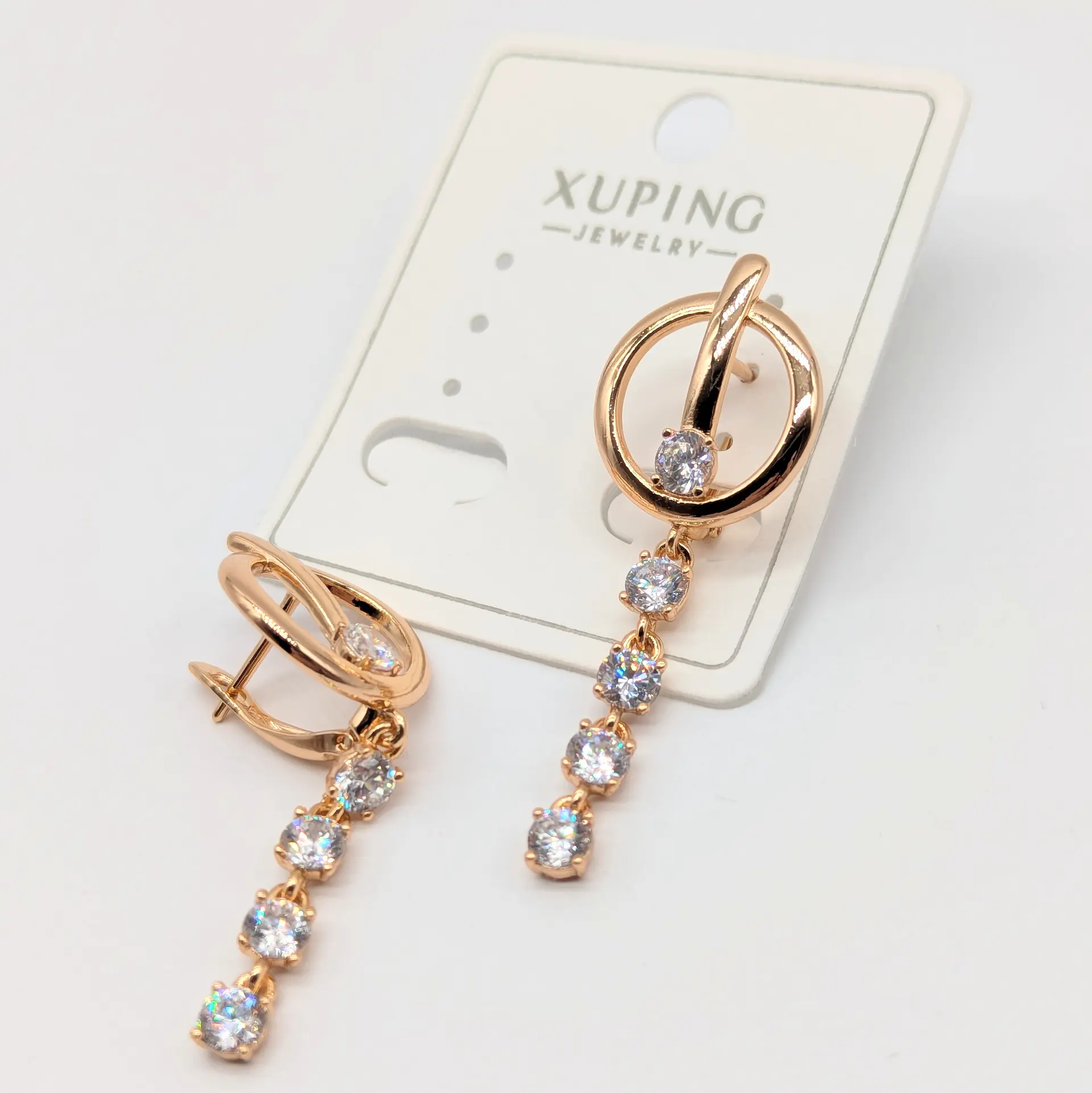 Сережки Xuping 18к «Каскад Блиску», 1.5*4.5 см