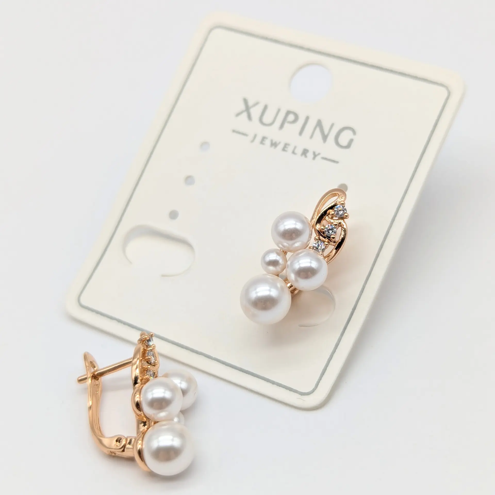 Сережки Xuping 18к «Перлинна Ніжність», 0.9*1.9 см