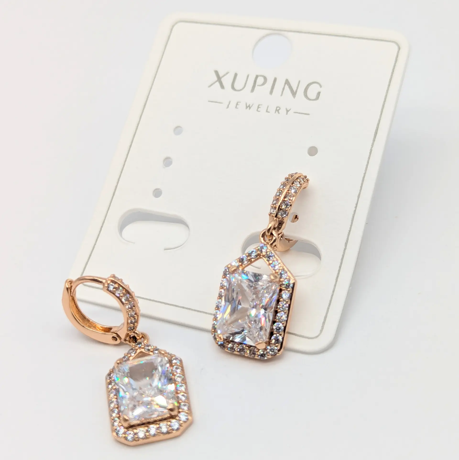 Сережки Xuping 18к «Кристальна Геометрія», 1*2.5 см