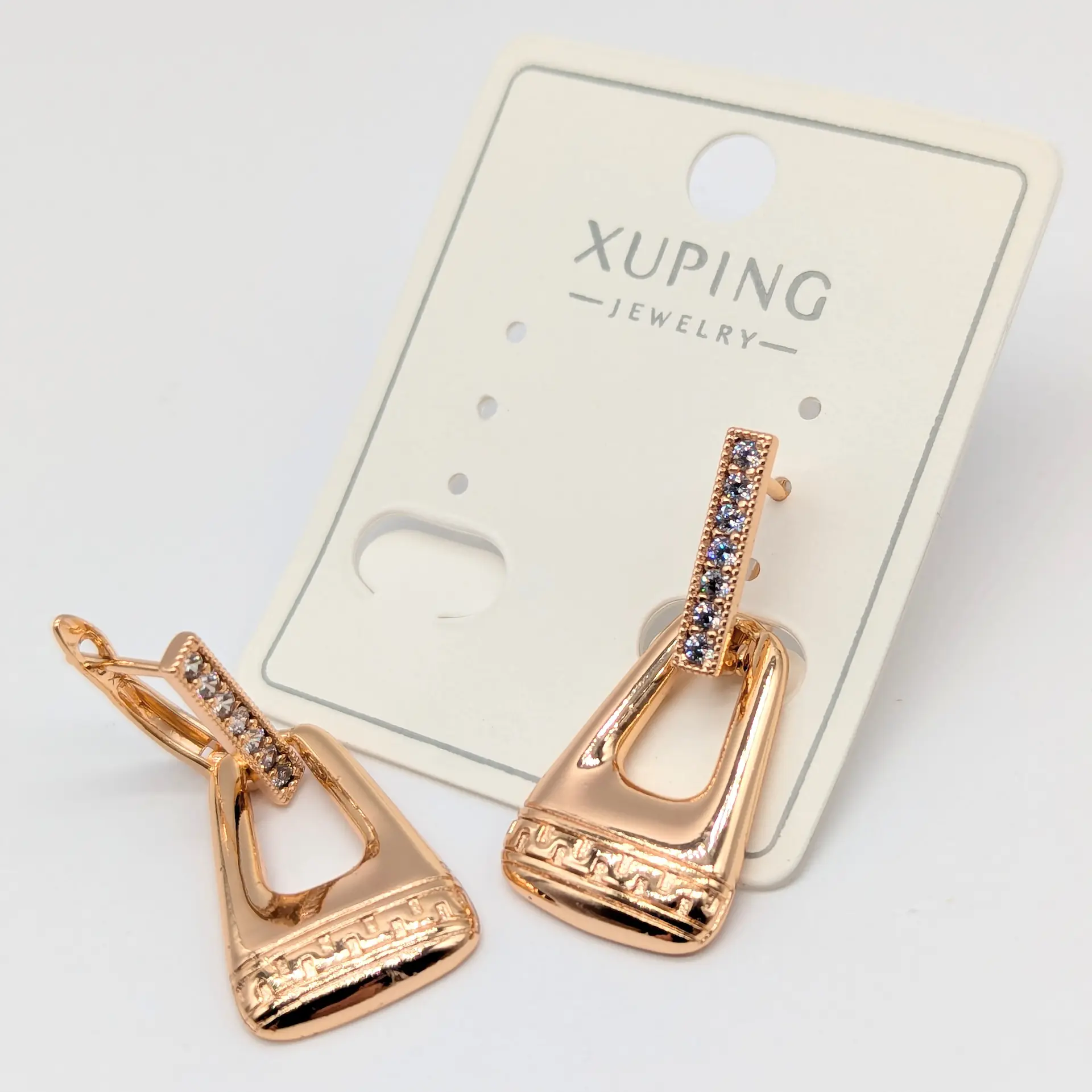 Сережки Xuping 18к «Золота Геометрія», 1.4*3.3 см