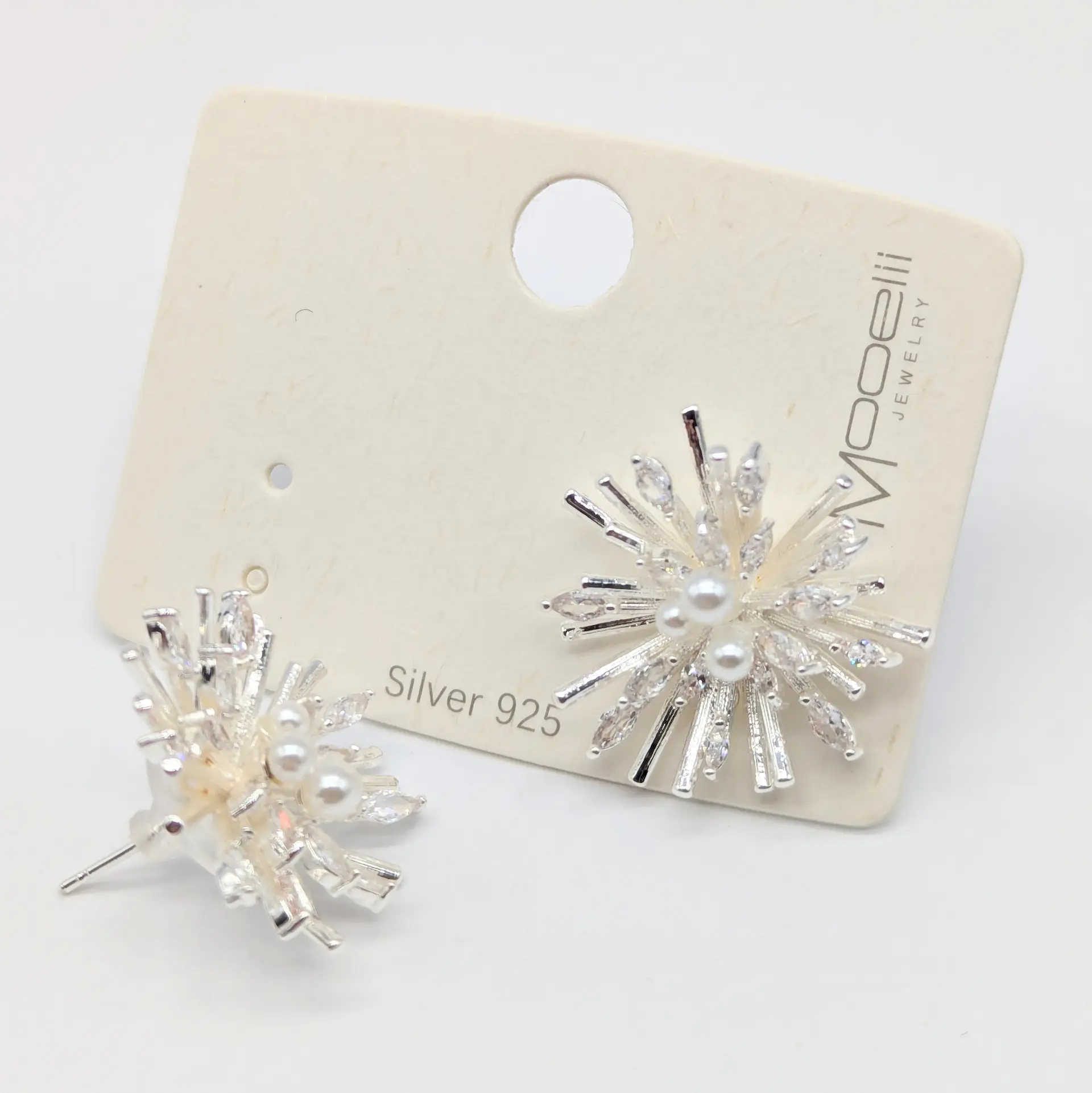 Сережки Silver 925 «Кришталева Перлинна Феєрія», 2.8*2.6 см