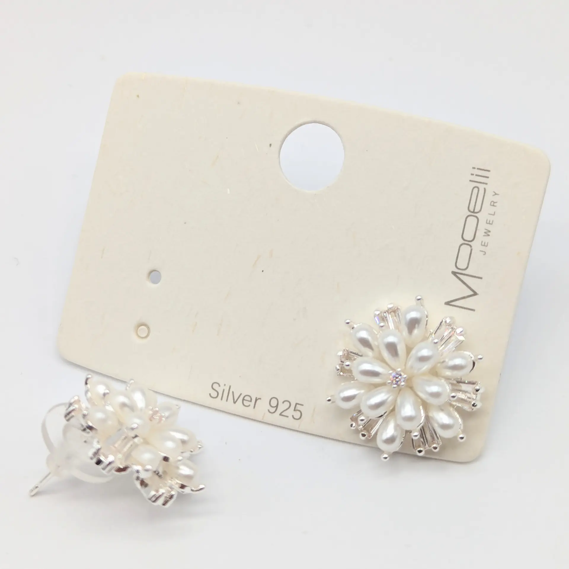 Сережки Silver 925 срібні «Перлинна Ромашка Люкс», 1.7*1.7 см