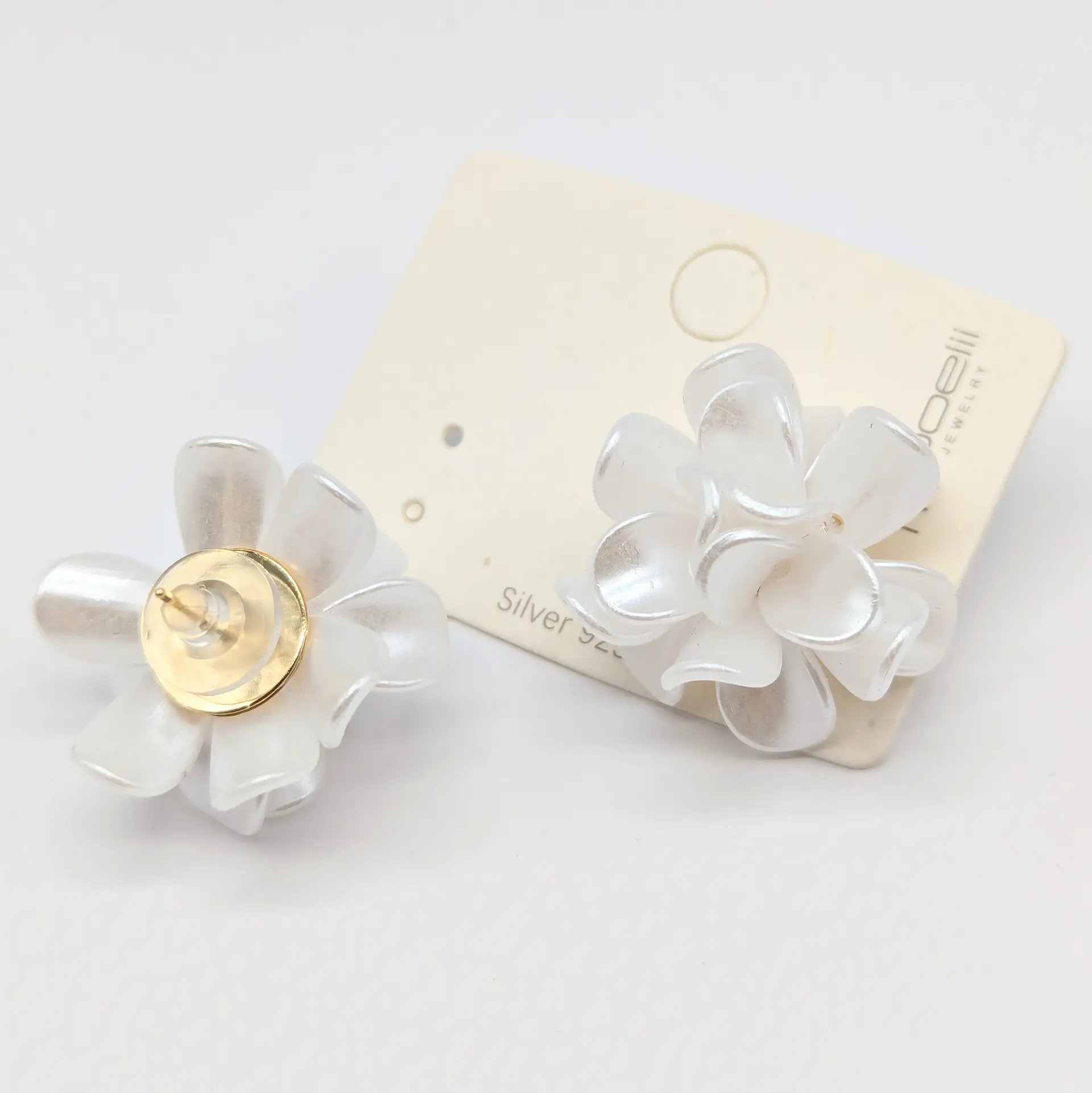 Сережки Silver 925, ЛЗ «Біла Орхідея Ніжності», 2.5*2.5 см