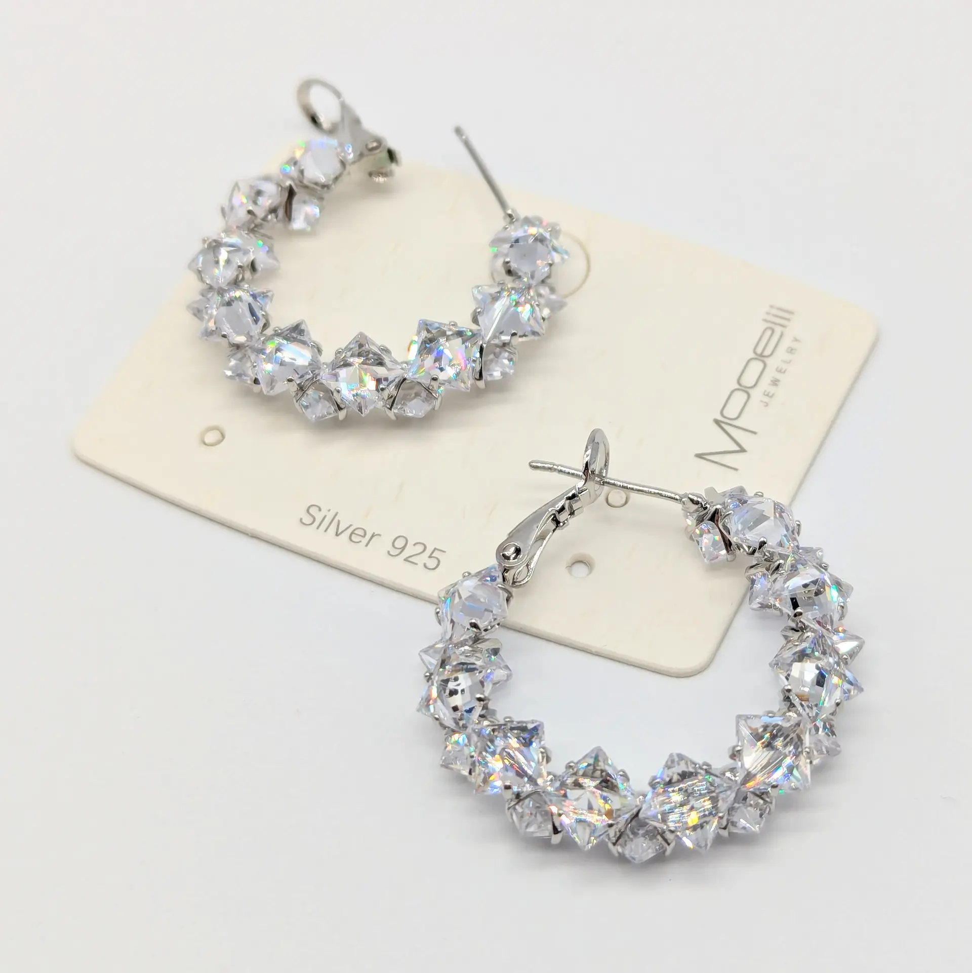 Сережки Silver 925, срібні «Кришталевий Орбіт Люкс», 3.1*2.9 см