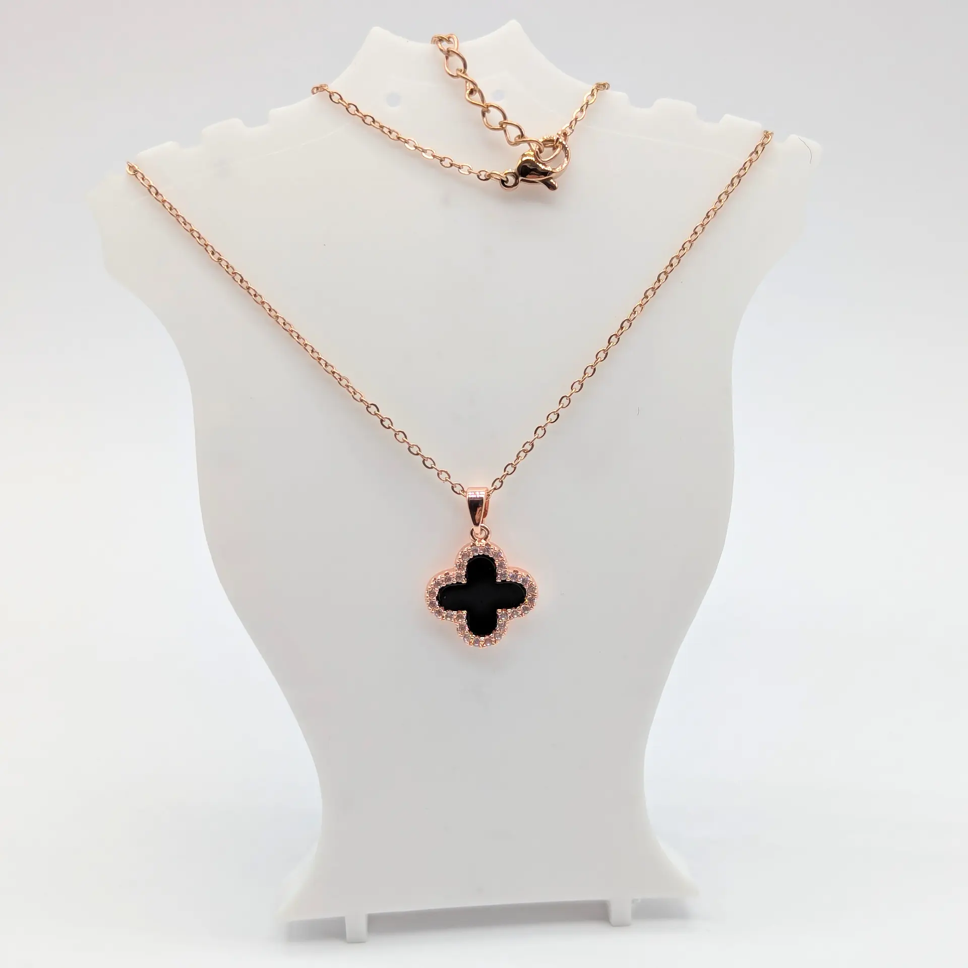 Ланцюжок Stainless Steel, РЗ «Чорний Клевер Роуз», 41+5 см