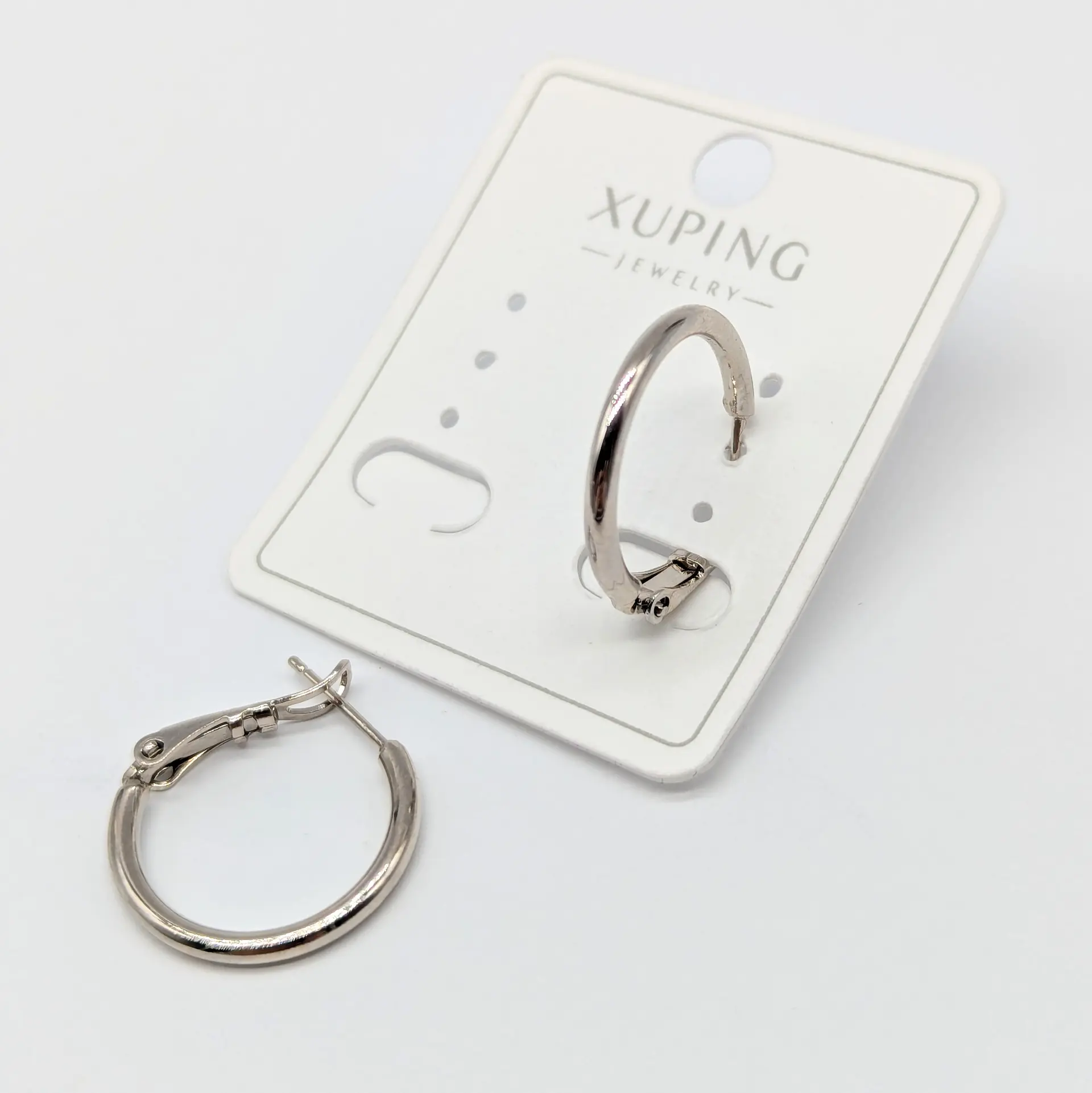 Сережки Xuping срібні «Срібний Мінімал», діам. 2 см