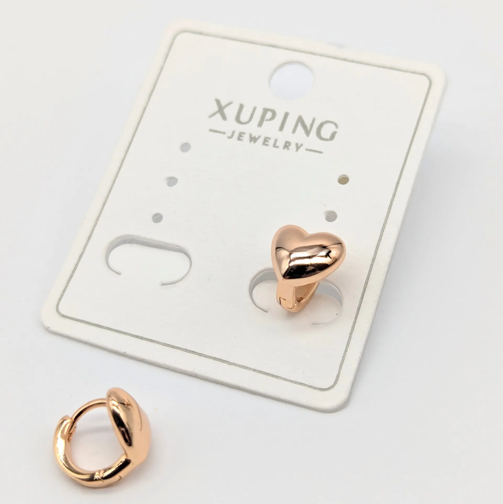 Сережки Xuping 18к «Золоте Серце Мінімал», 0.8*0.9 см