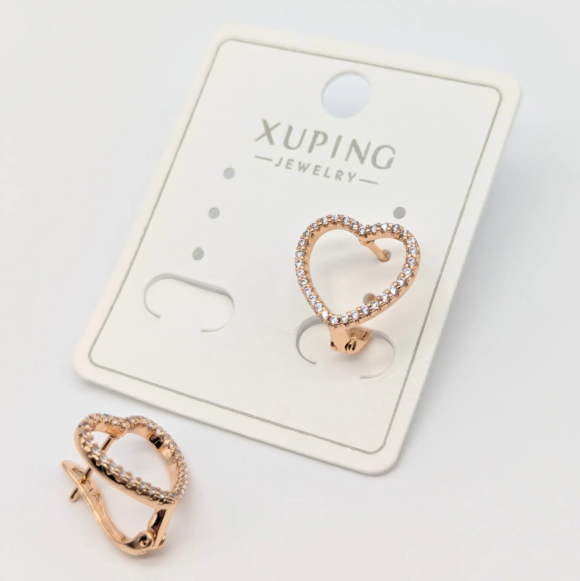 Сережки Xuping 18к «Сяюче Серце», 1.4*1.3 см