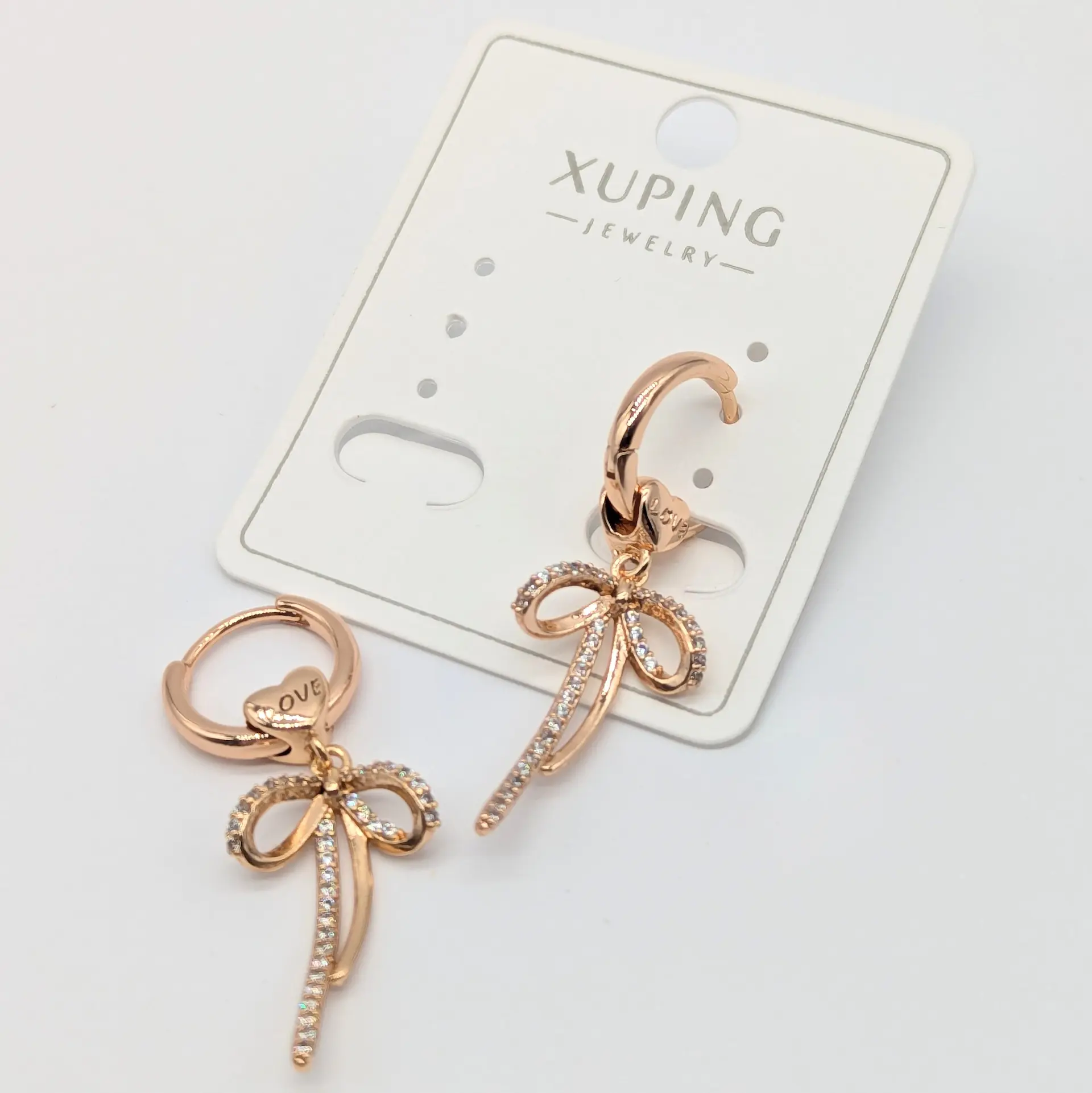 Сережки Xuping 18к «Золотий Бант Кохання», 1.2*3.6 см